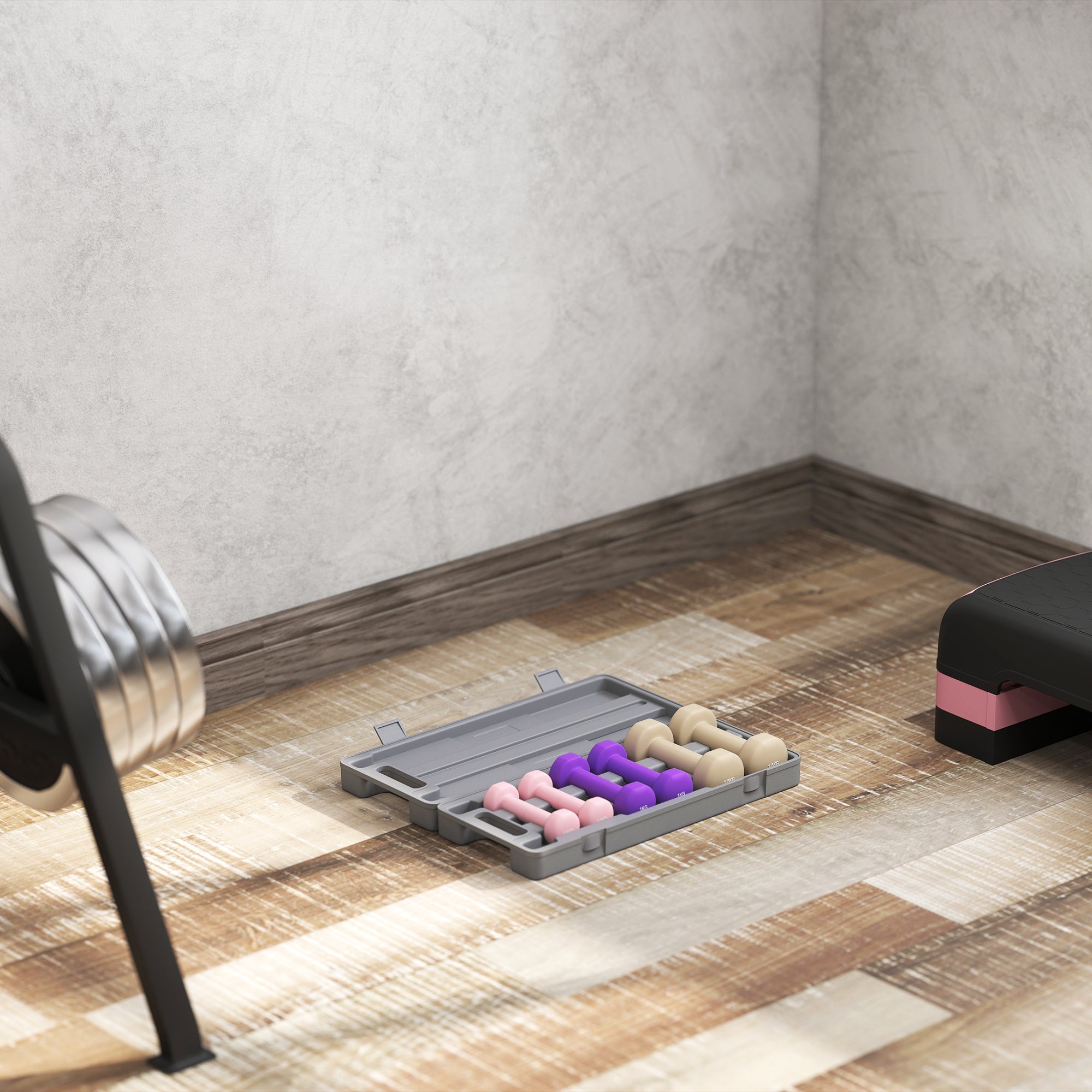 HOMCOM 6Kg Dumbbell Set, Fitness Weight Set for Men and Women, Home Gym Workout, Pink, Purple, Brown