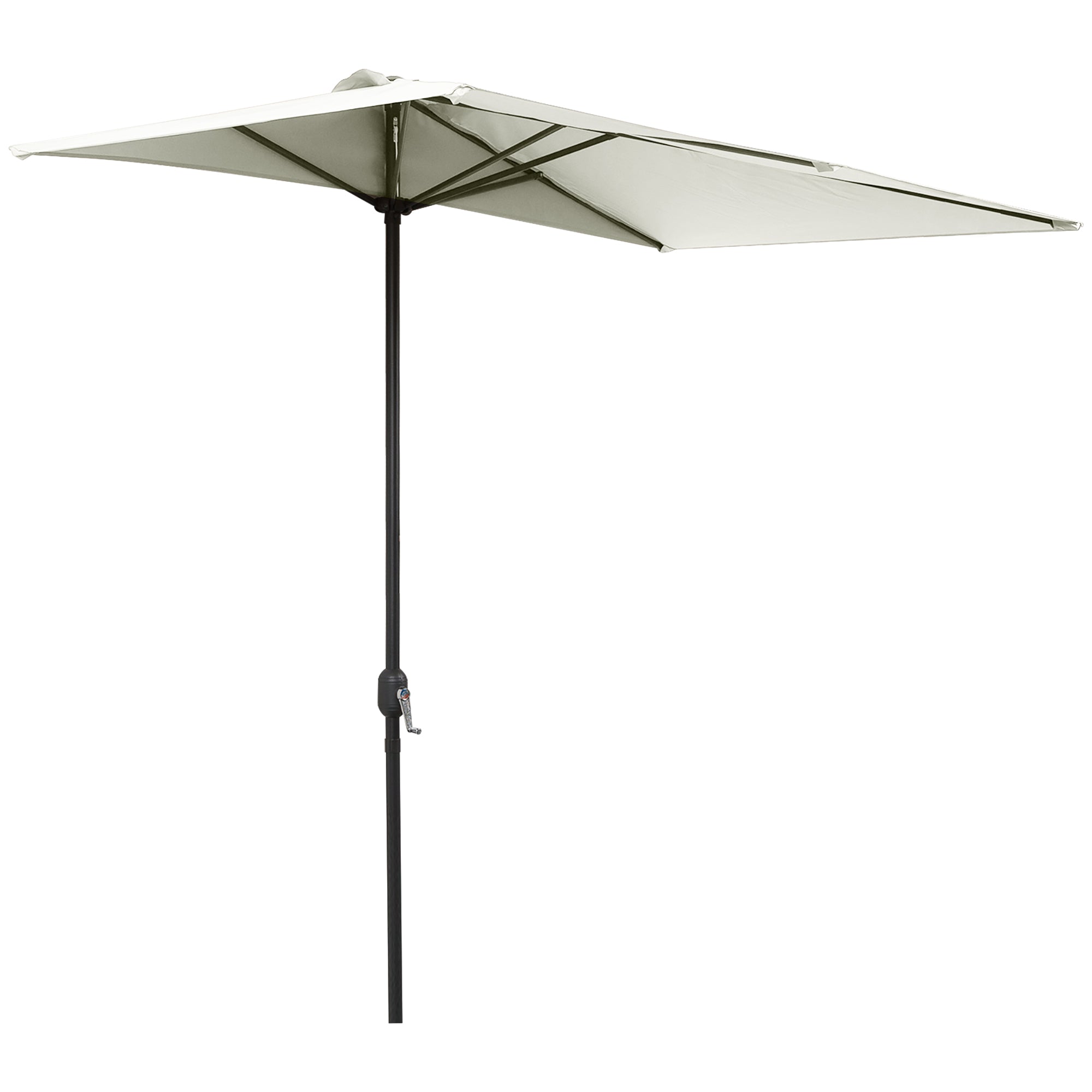 Outsunny Balcony Half Parasol Semi Round Umbrella Patio Crank Handle (2.3 m, Beige)- NO BASE INCLUDED