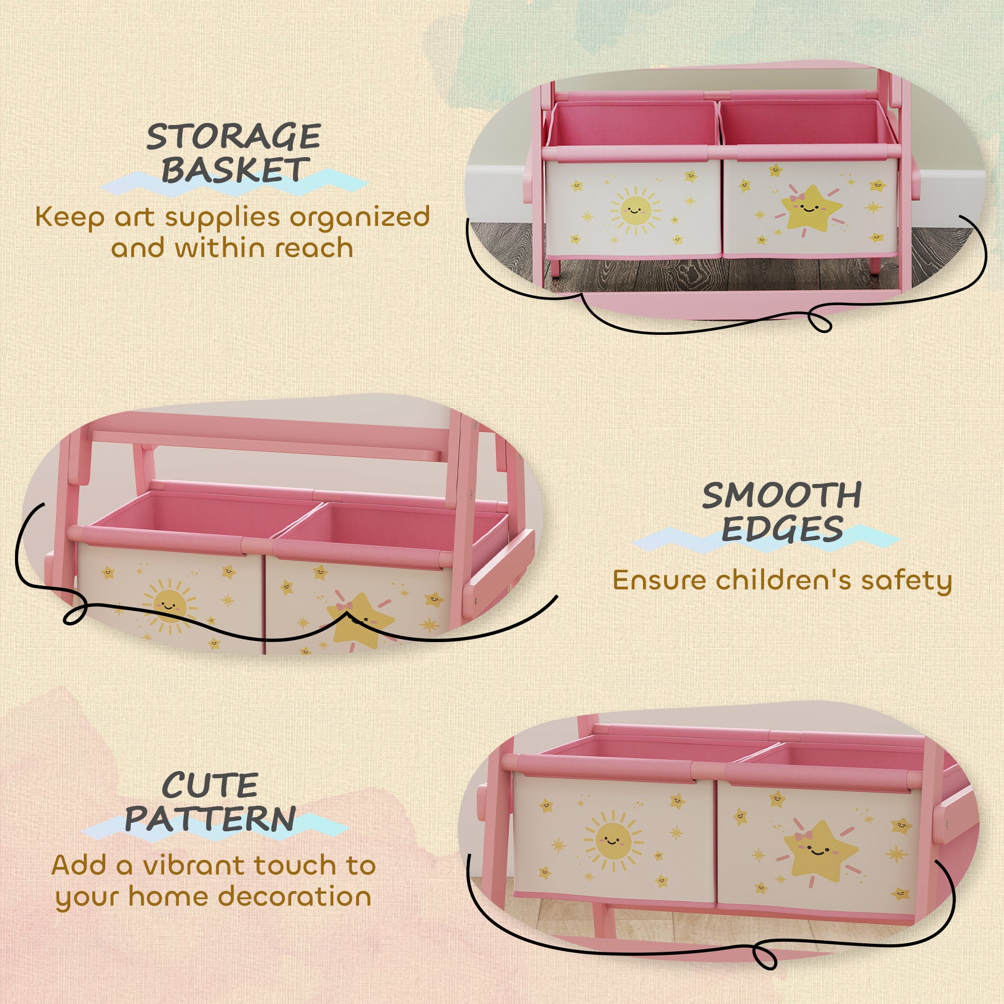 AIYAPLAY Art Easel for Kids, Double-Sided Whiteboard/Blackboard with Paper Roll, Two Storage Boxes, for Ages 3-8 Years, Pink