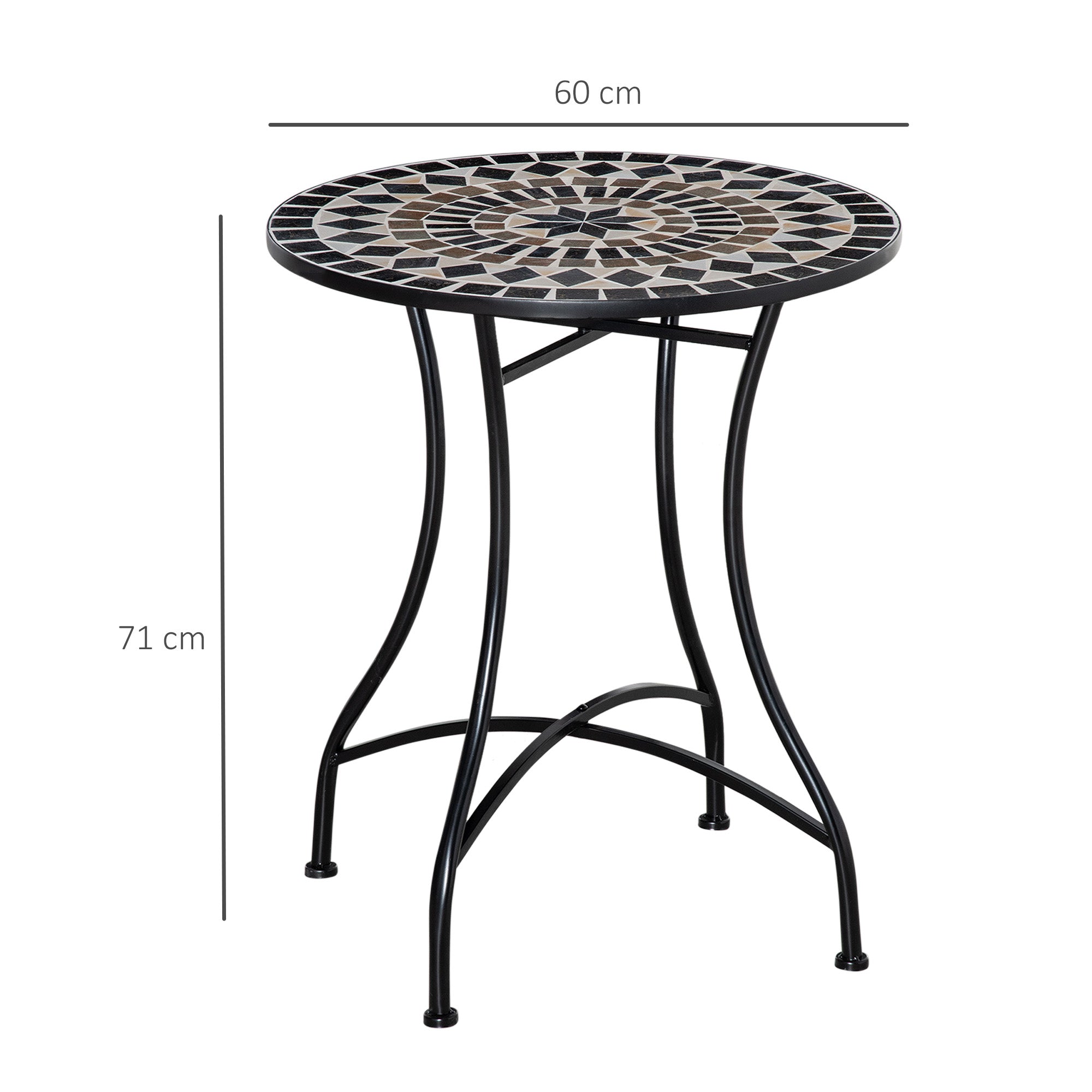 Outsunny \'ce\'a660cm Mosaic Outdoor Patio Table - Black