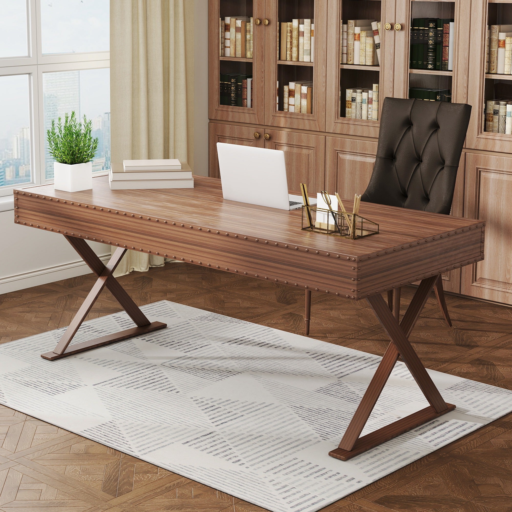 HOMCOM Modern Area Rug, Geometric Pattern Non-Slip Washable Rug, Soft Floor Carpet for Living Room, Bedroom, Dining Room, Home Office, 170 x 120 cm, Grey