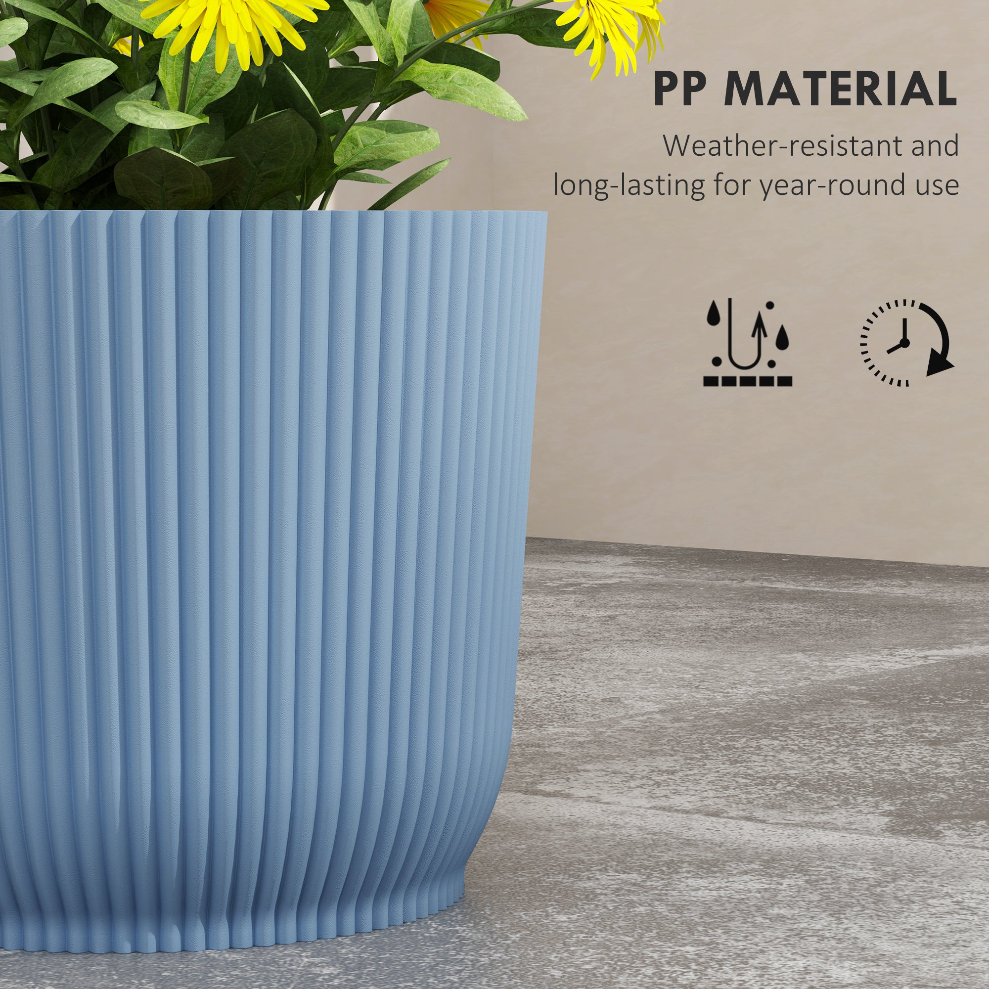 Outsunny Set of Two \'d0\'a422cm Planters - Blue