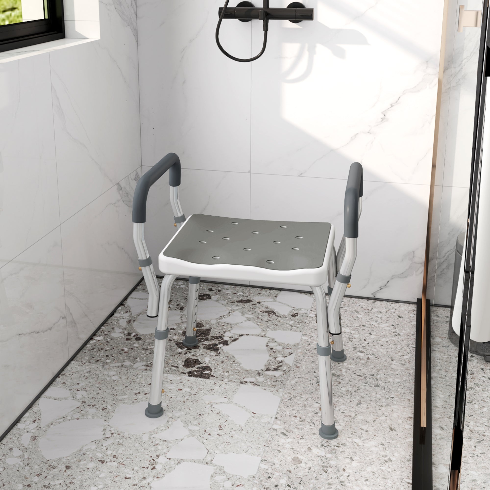 HOMCOM 57-69cm Aluminium Frame Bath Seat