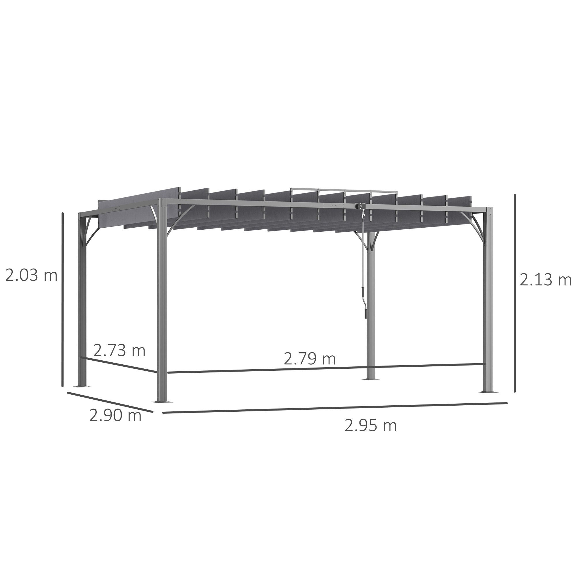 Outsunny 4 x 3(m) Outdoor Pergola with Retractable Roof, Aluminium Louvered Patio Gazebo Canopy for Lawn Garden Patio, Grey