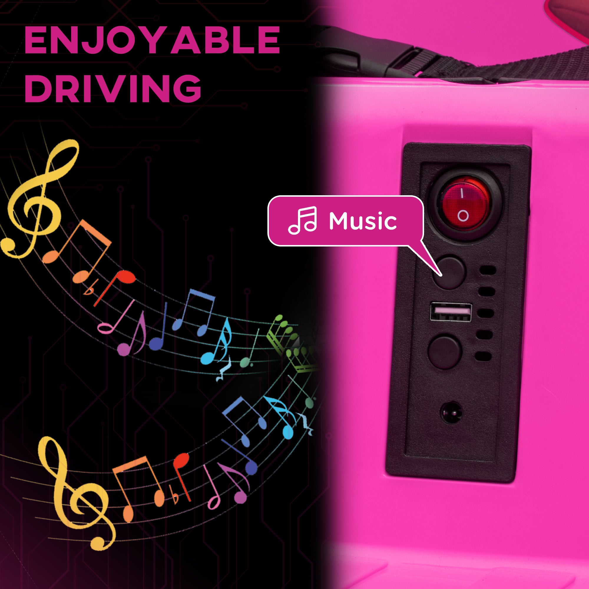 AIYAPLAY Angry Bird Licensed Waltzer Car, 12V Kids Bumper Car w/ Joysticks, Remote, Music LED Lights - Pink