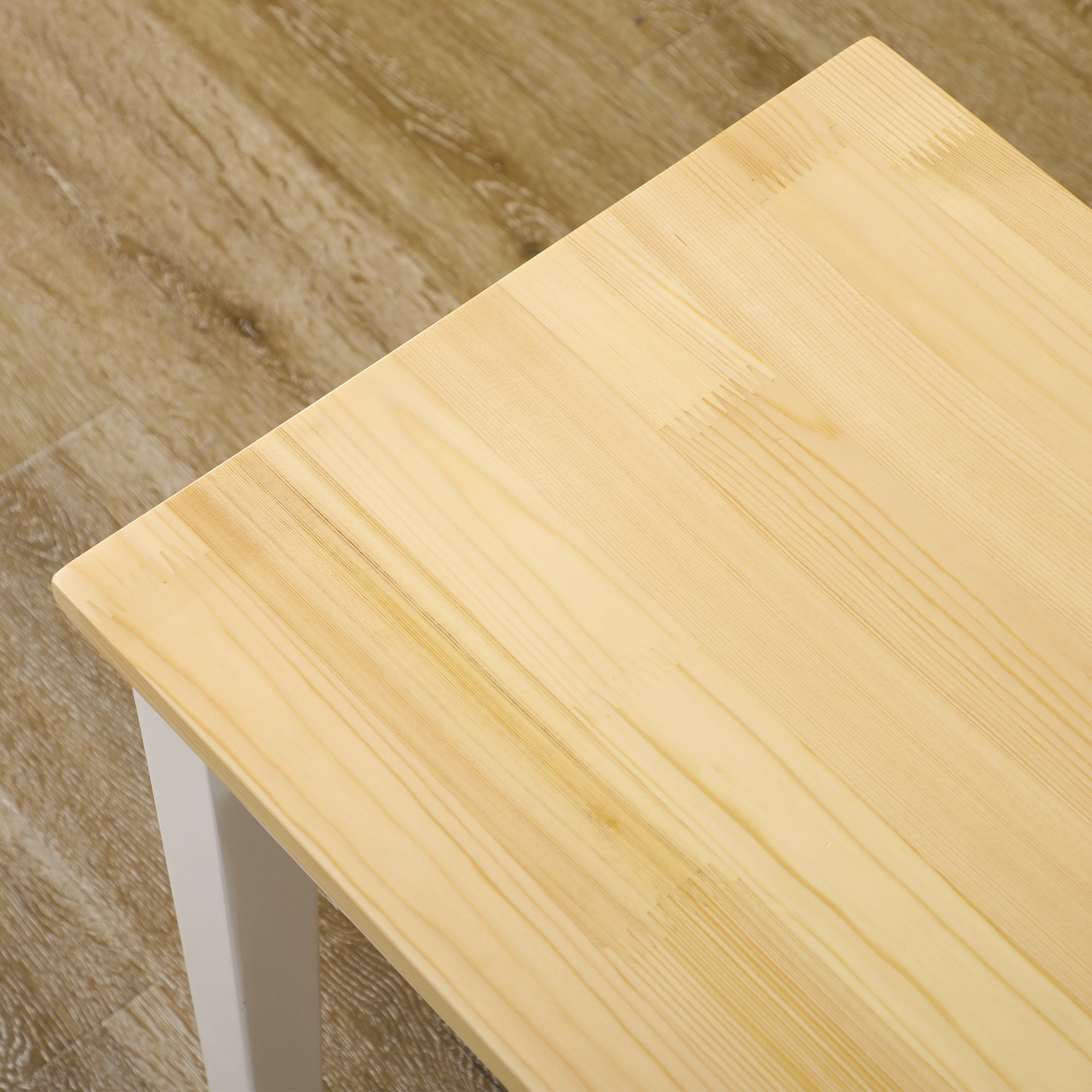 HOMCOM Dining Table and Bench Set, Farmhouse Kitchen Table and Bench with Wooden Frame for Living Room, Dining Room, Natural and White