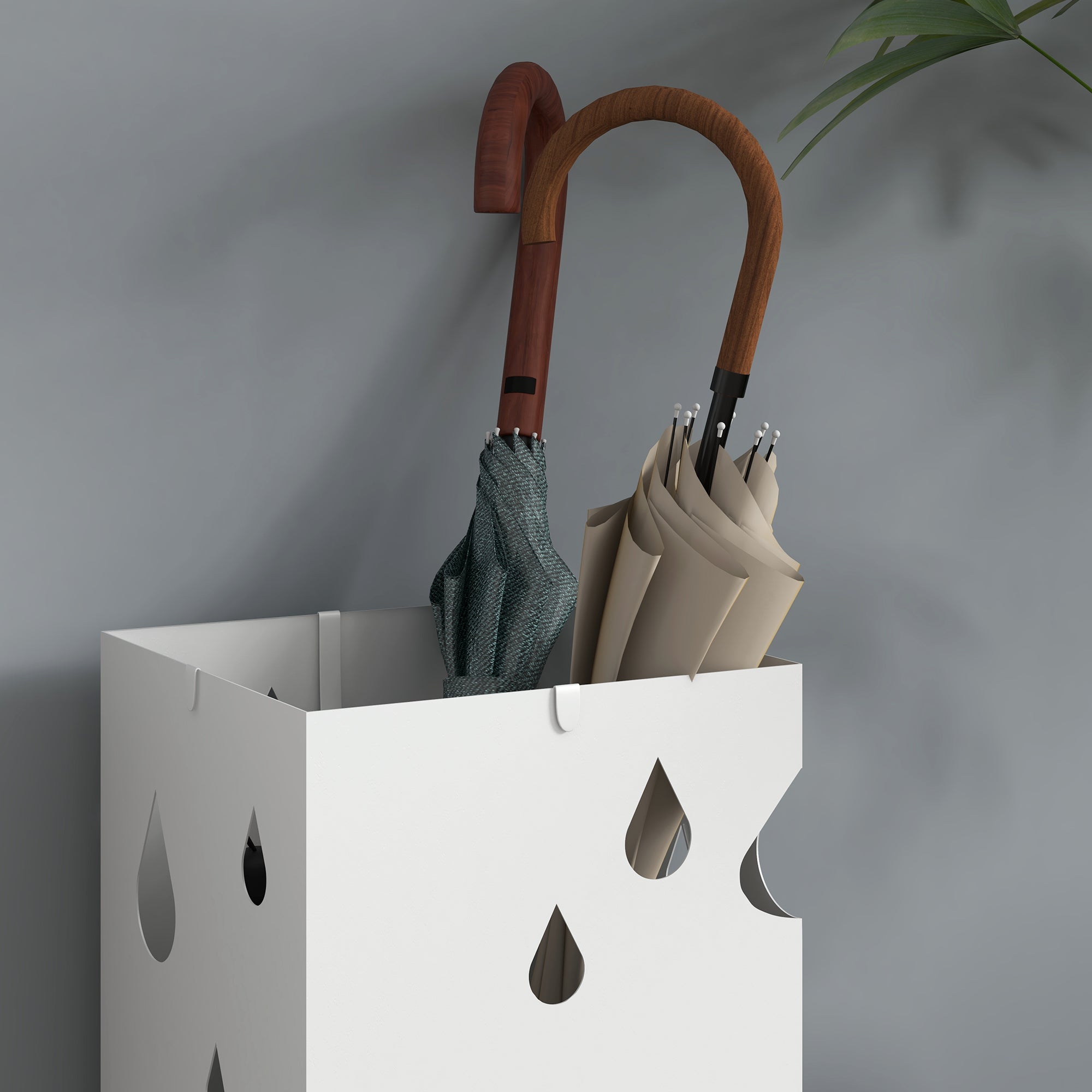HOMCOM Six-Umbrella Steel Holder Stand - White