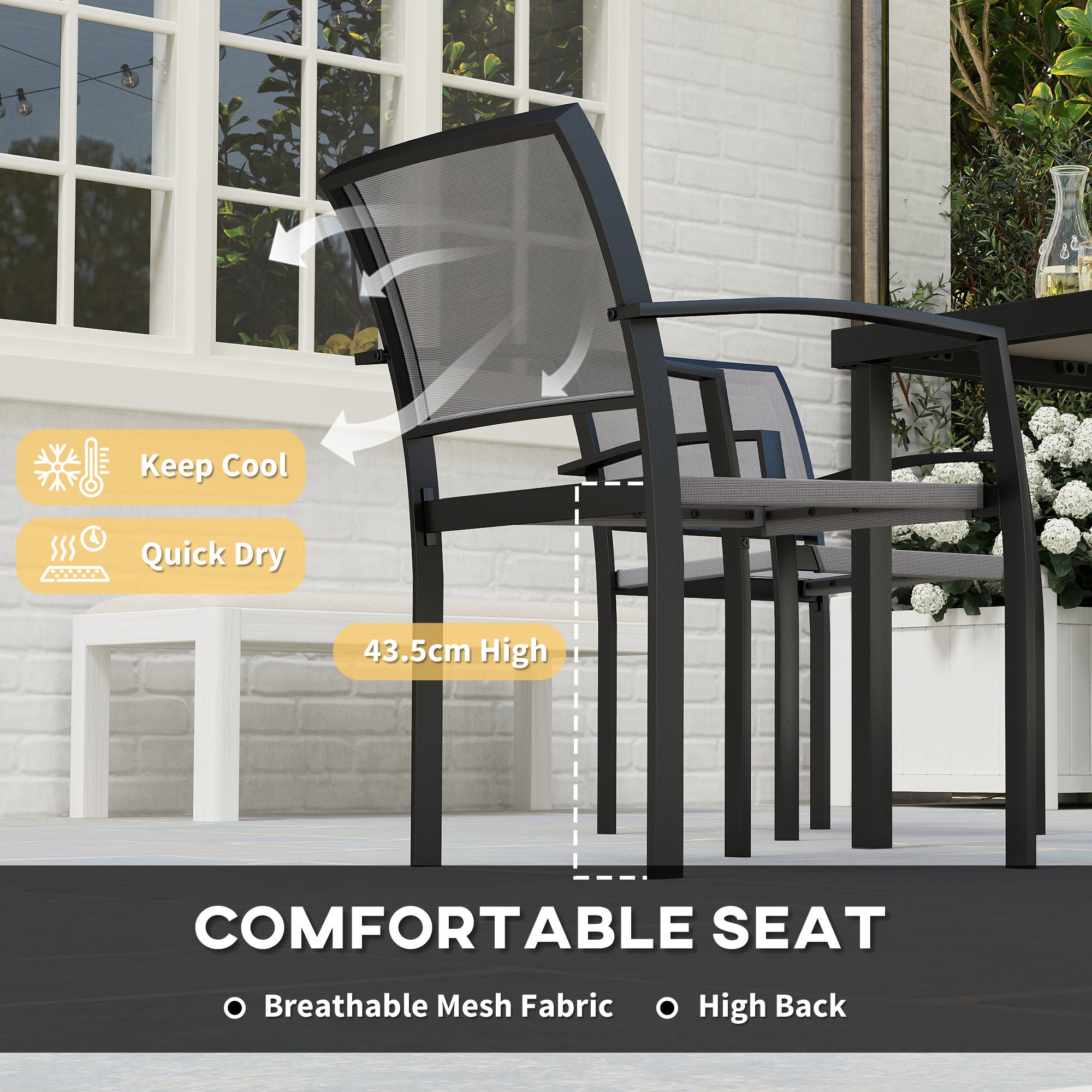 Outsunny Five-Piece Outdoor Garden Dining Set - Grey