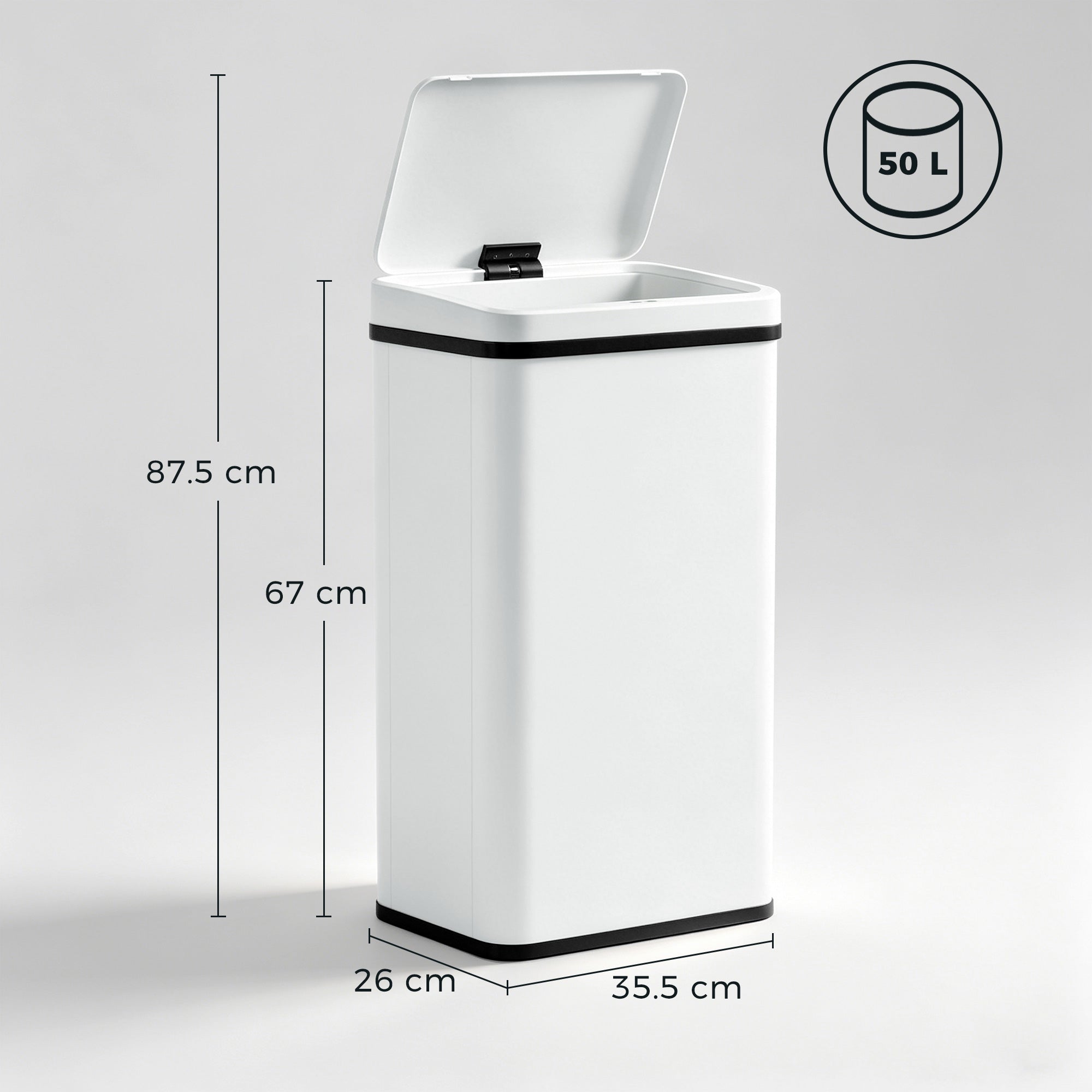 HOMCOM 50L Sensor Bin with Soft-Close Lid, Stainless Steel Automatic Touchless Motion Sensor Kitchen Bin, White