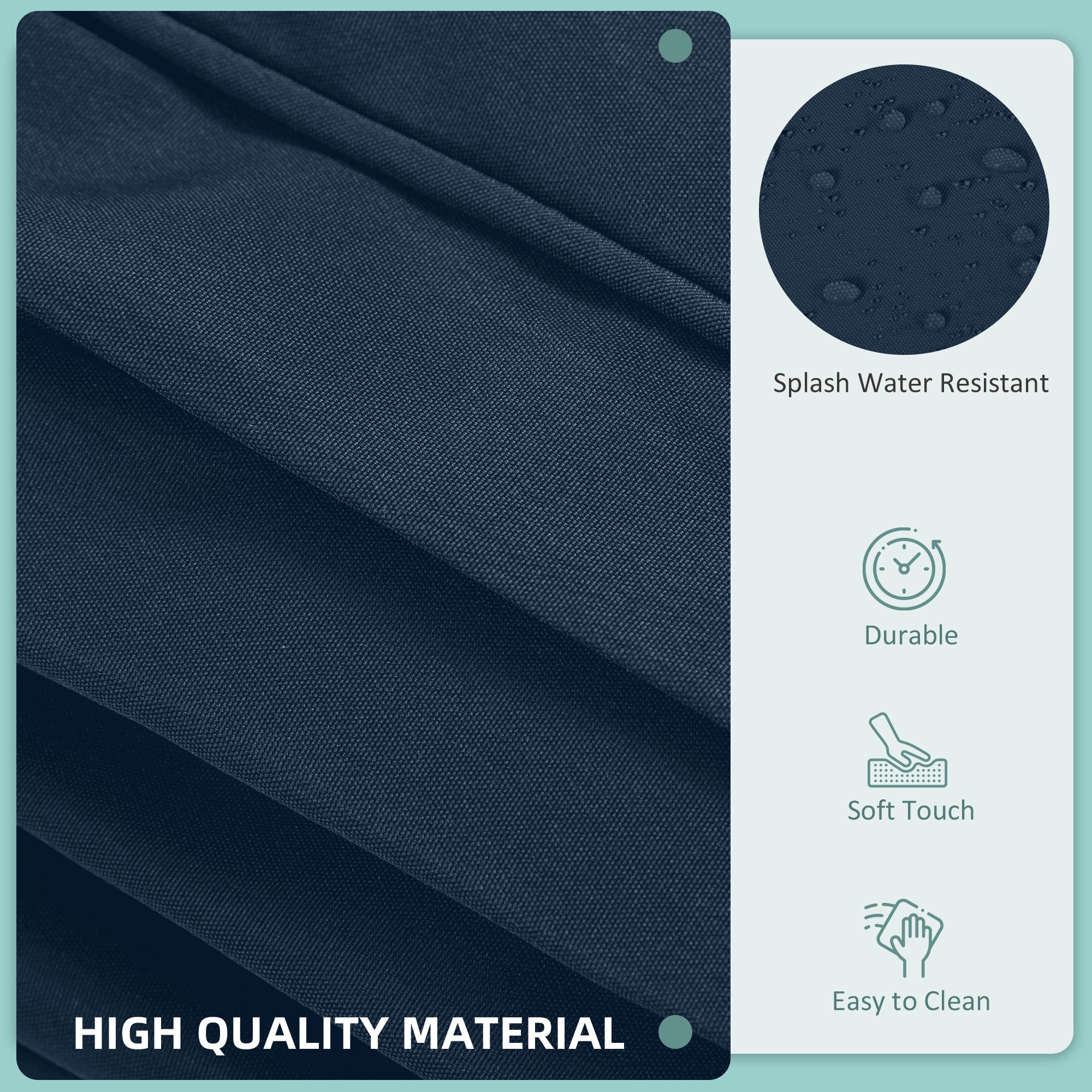 Outsunny Garden Rattan Sofa Cushion Polyester Cover Replacement Outdoor- No Cushion Included, Blue