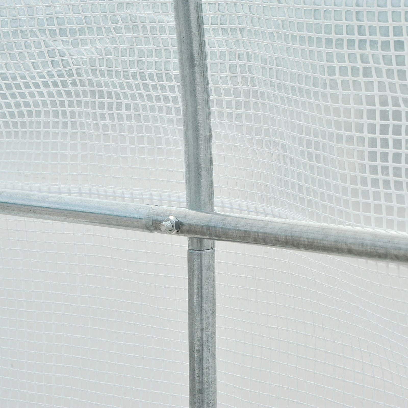 Outsunny 3.5 x 2 x 2 m Polytunnel Greenhouse, Walk-in Green House for Garden with Mesh Windows, Galvanised Steel Frame, White