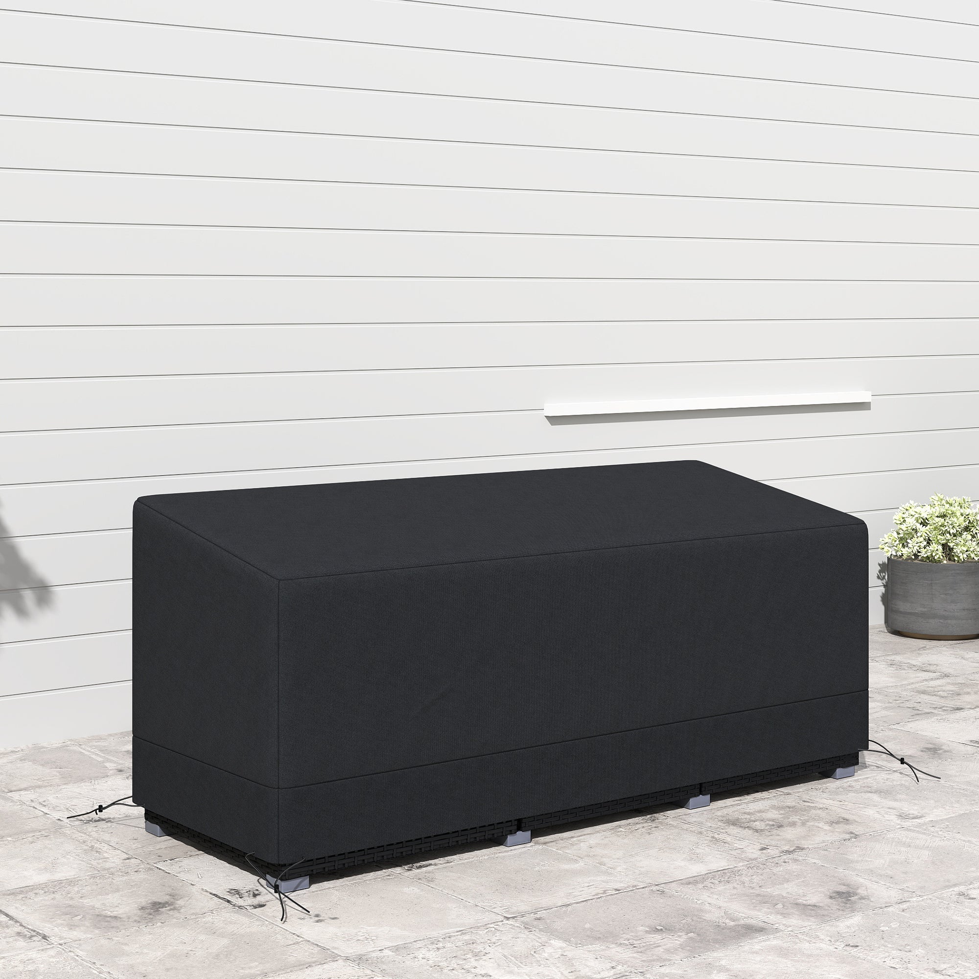 Outsunny Rectangular Patio Furniture Cover for 3 Seater Sofa Bistro Set, Water UV Resistant Protection 600D Oxford Fabric Rattan Lounge Clean Cover, 190 x 72 x 76cm, Black