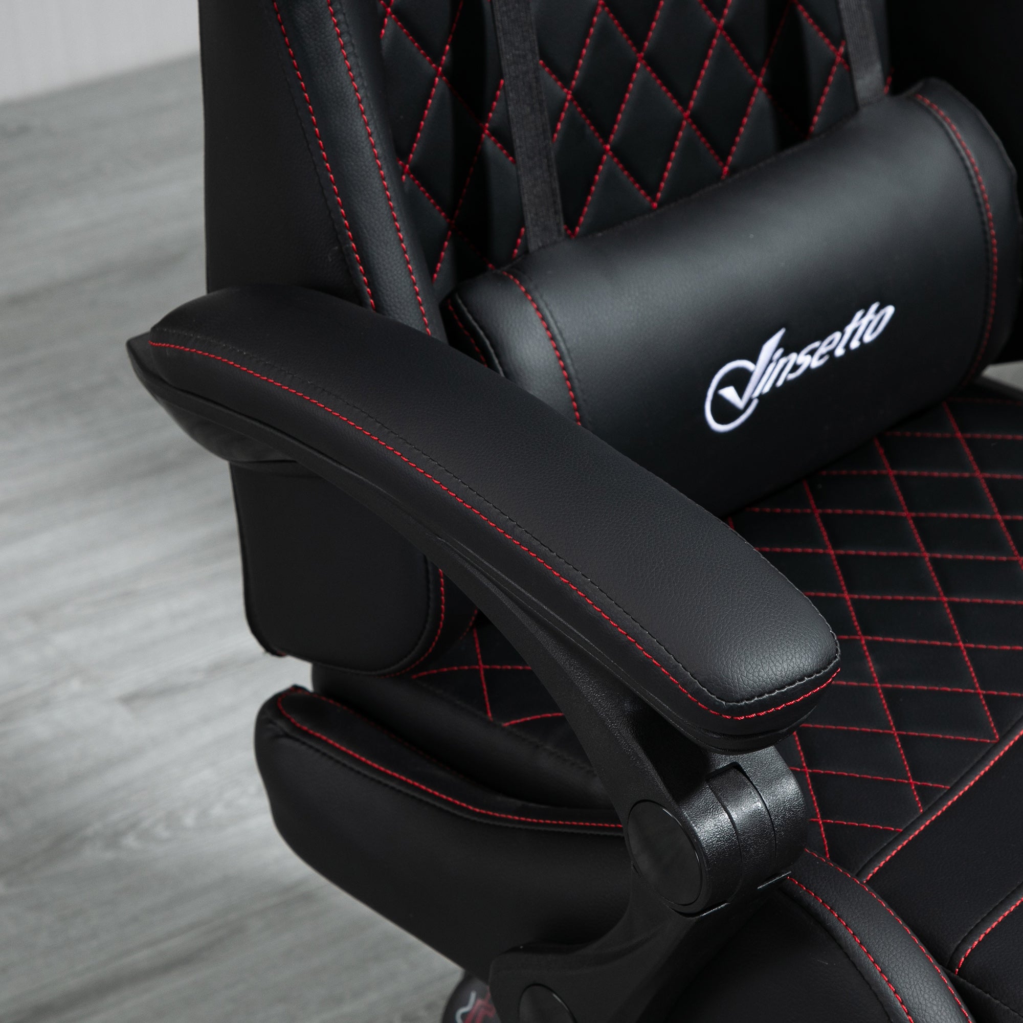 Vinsetto Computer Gaming Chair with Footrest, Video Gaming Chair for Adults with 130\'c2\'b0 Reclining Back, Desk Chair with Lumbar Support and Adjustable Height, Black Red