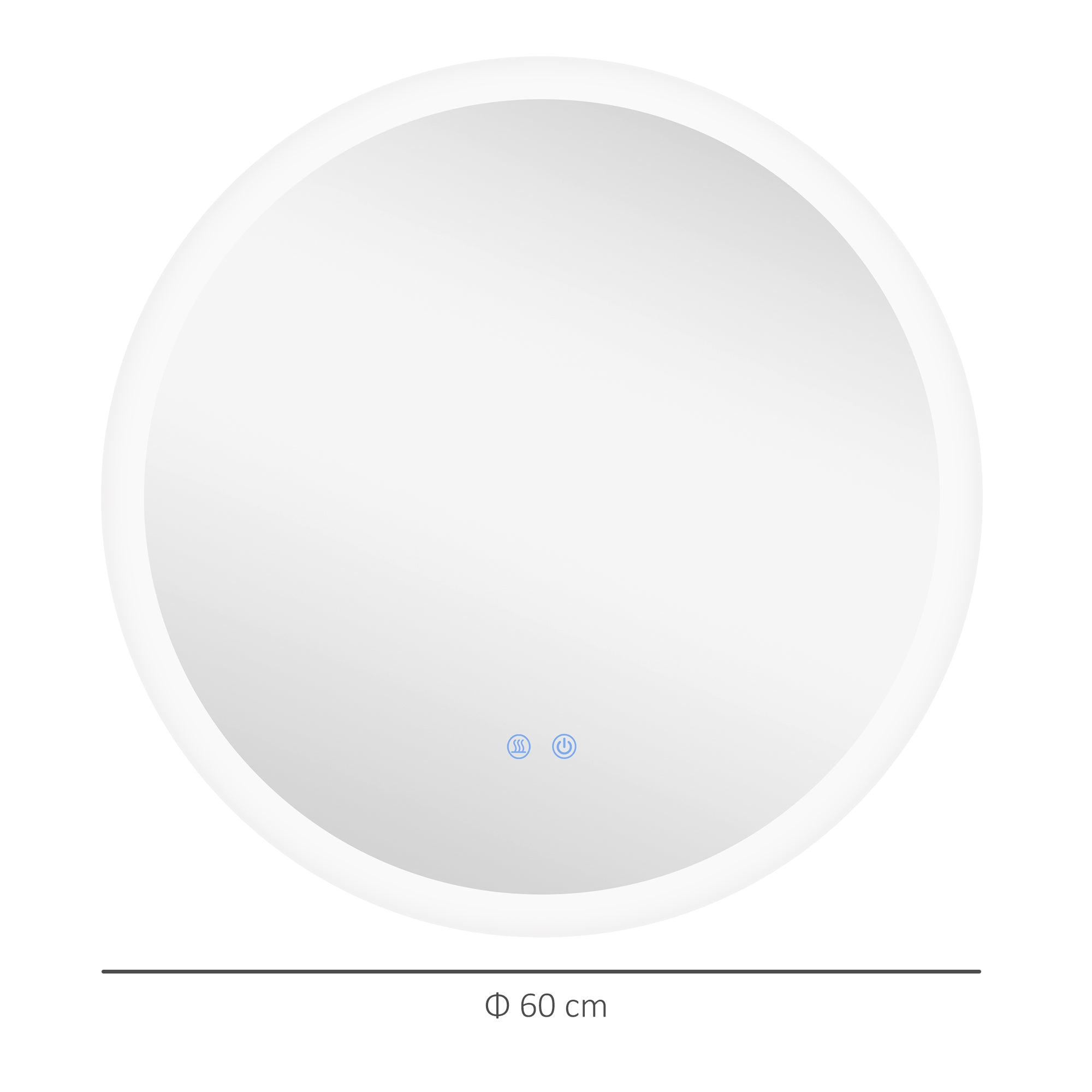 kleankin Round Bathroom Mirror with LED Lights, Wall-Mounted Dimmable Makeup Mirror with 3 Temperature Colours, Defogging Film, Memory Function, Hardwired, 60 x 60\'c2\'a0cm
