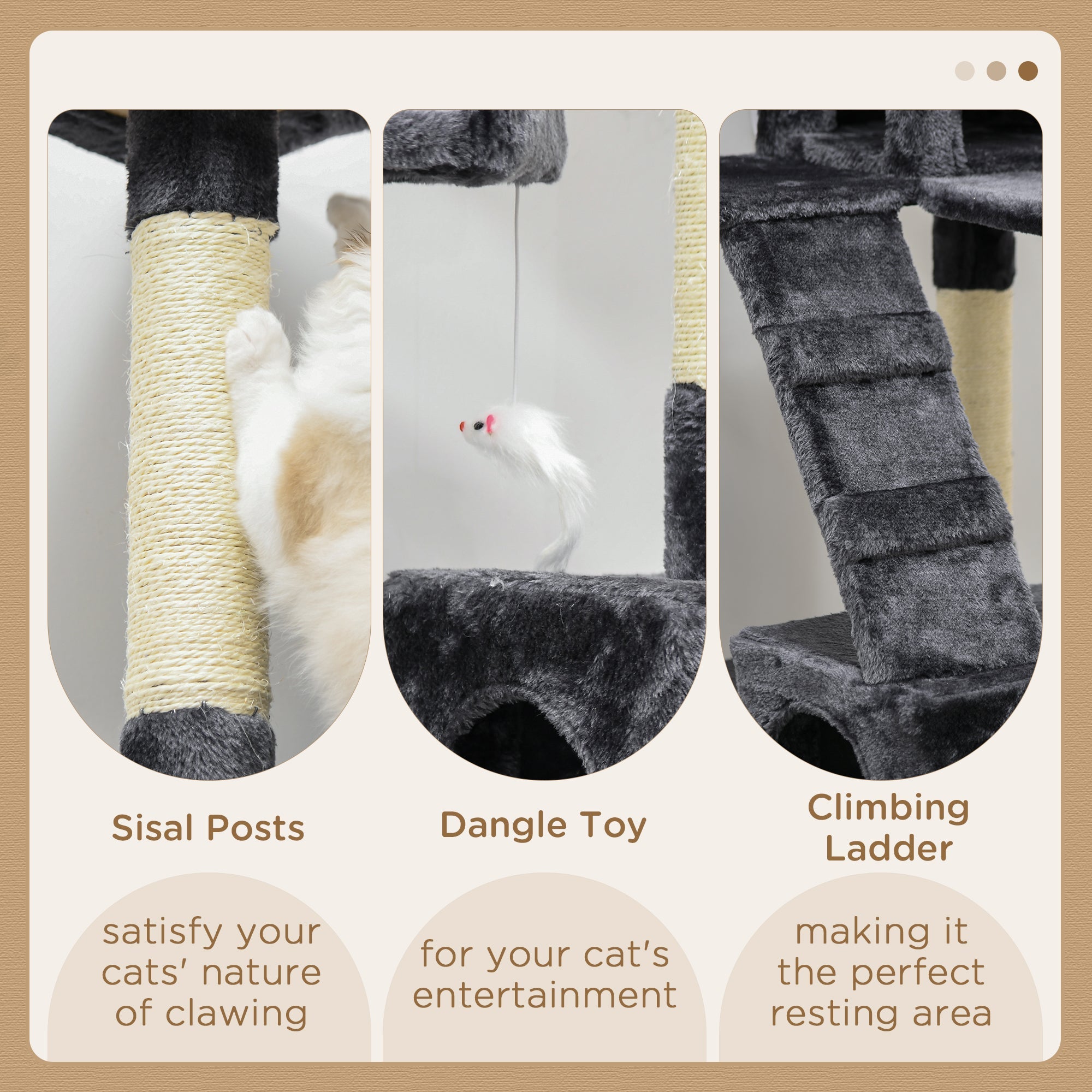 PawHut Cat Tree Scratching House, Activity Play Centre