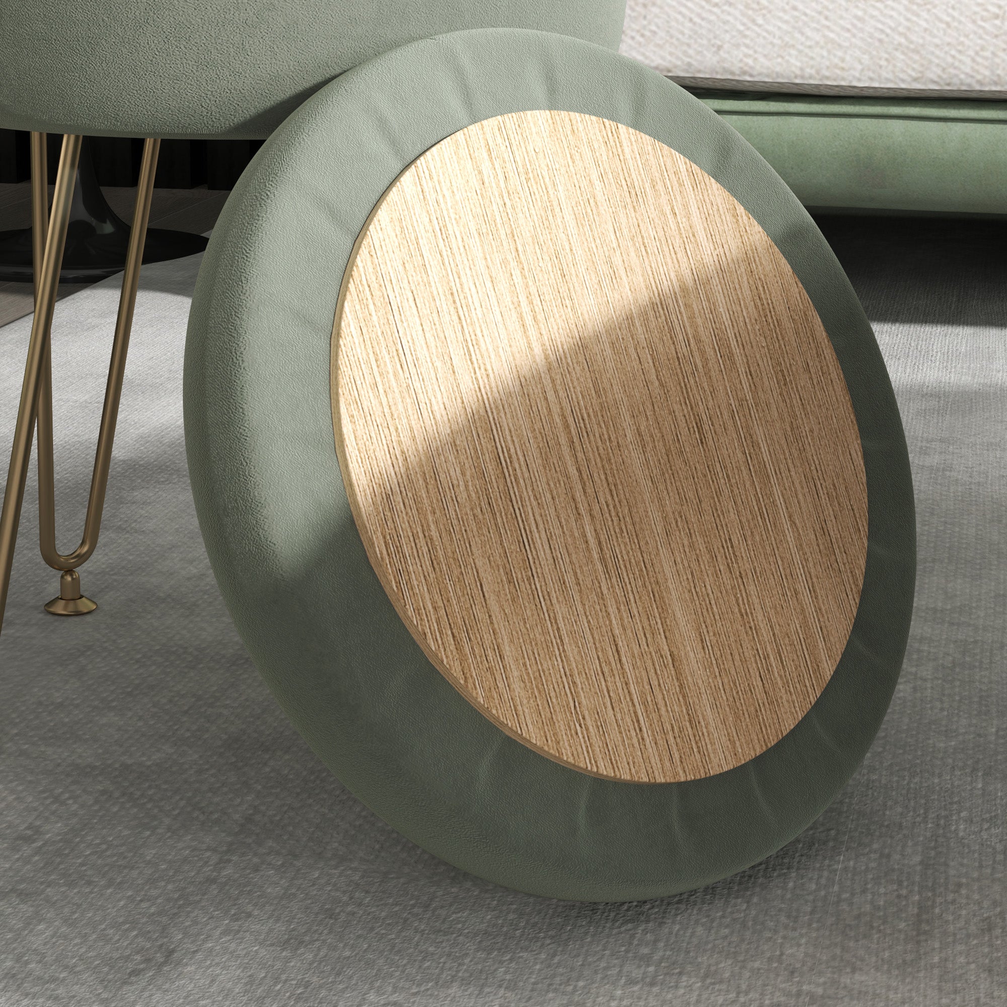 HOMCOM 5L Velvet-Feel Storage Ottoman - Green