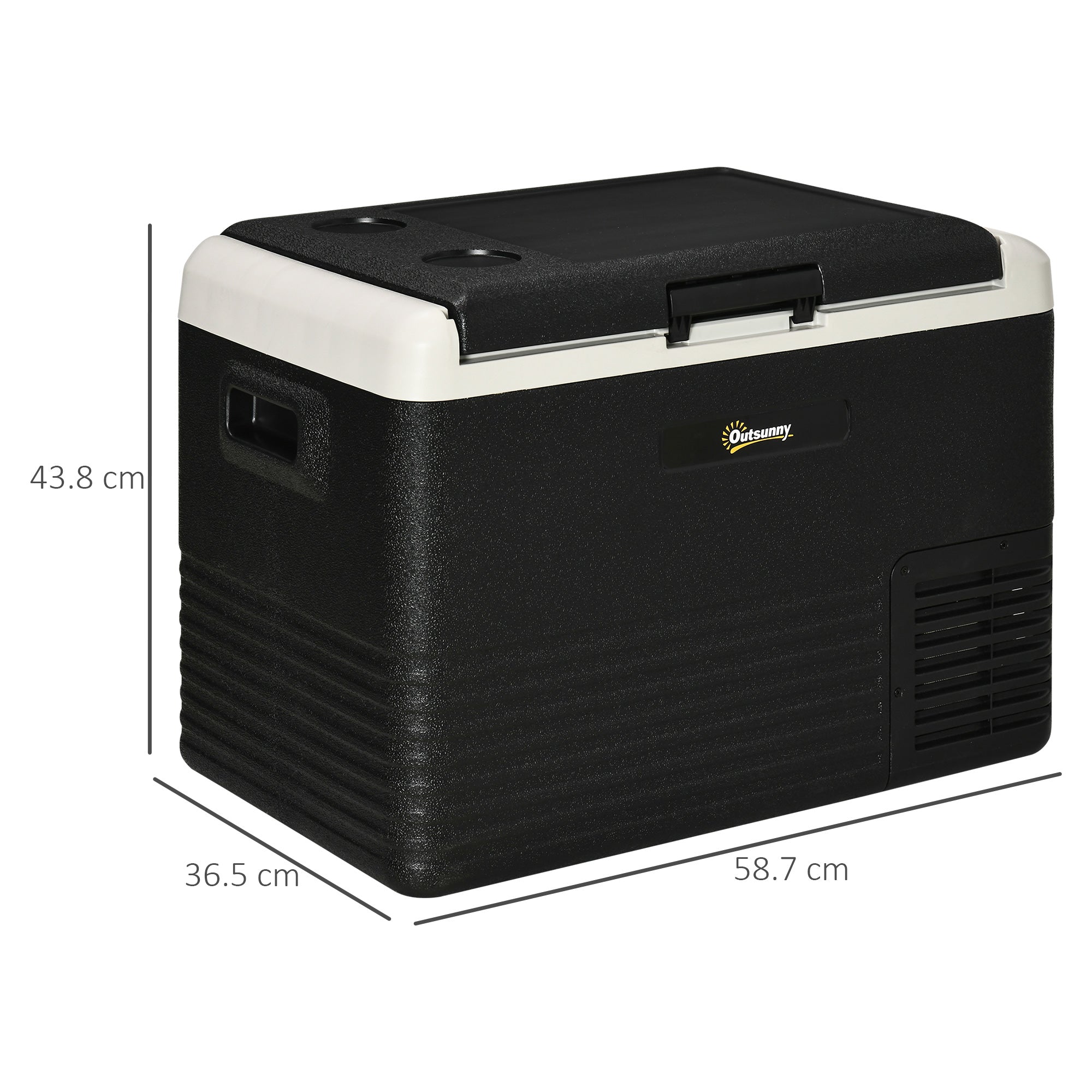 Outsunny 40L Car Refrigerator, Portable Compressor Car Fridge Freezer, Electric Cooler Box with 12/24V DC and 110-240V AC for Camping, Driving, Picnic, Down to -20\'e2\'84\'83