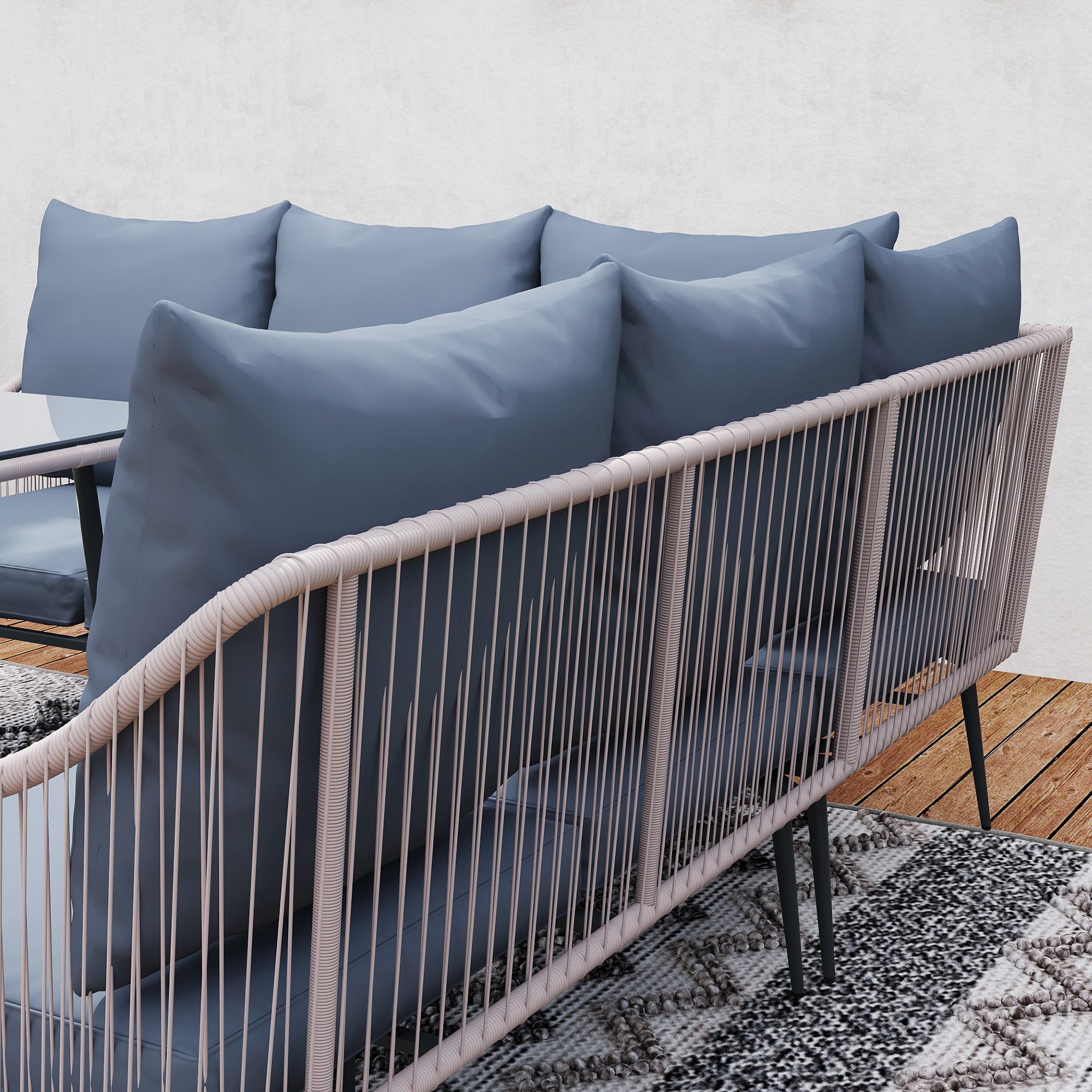 Outsunny Six-Piece Rattan Strong Garden Sofa Set - Brown/Grey