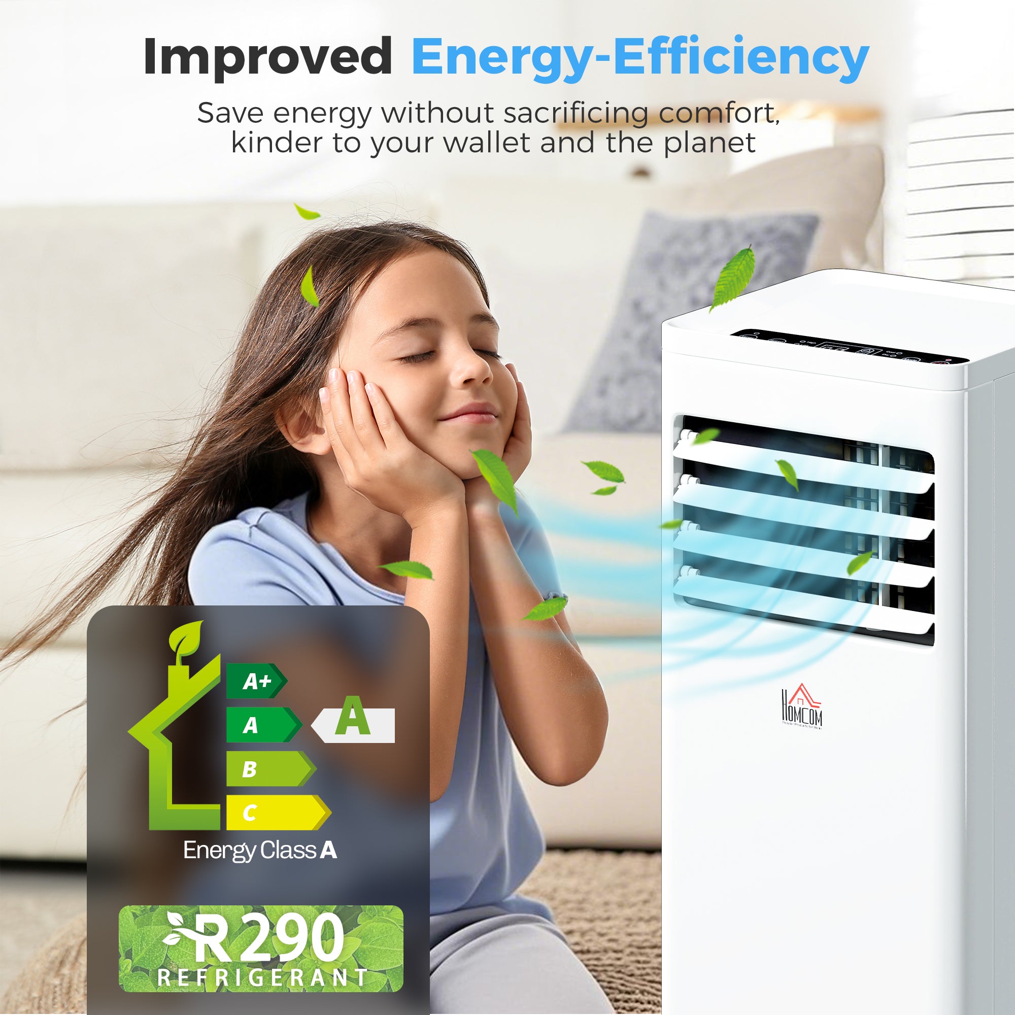 HOMCOM Portable Air Conditioner 9000 BTU, Air Conditioning Unit with Digital Display for Room up to 28㎡