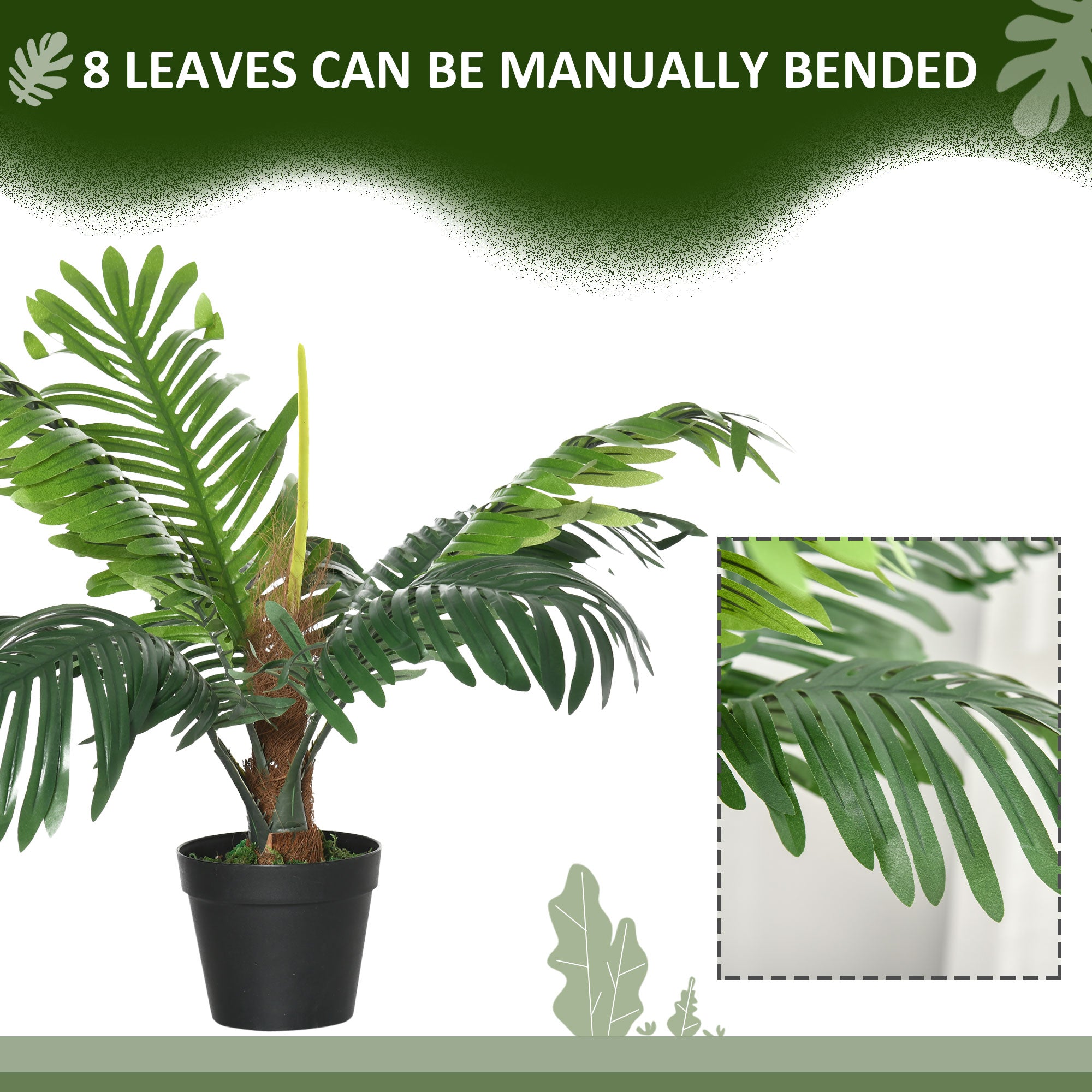 Outsunny 2 Pack 60cm Artificial Palm Tree Decorative Plant with Nursery Pot, Fake Tropical Tree for Indoor Outdoor D\'c3\'a9cor