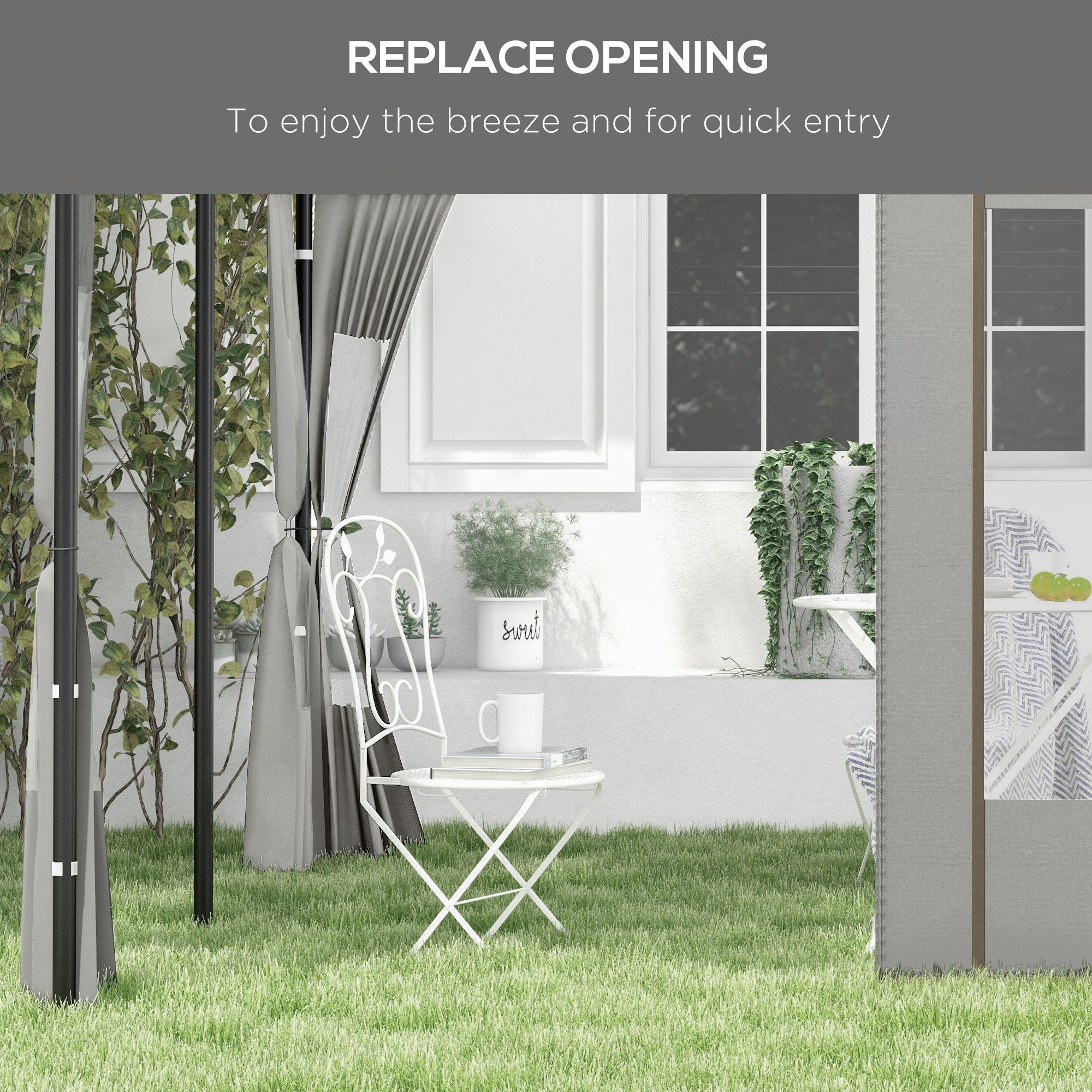 Outsunny Set of Two 295cm Replacement Canopy Walls - Grey