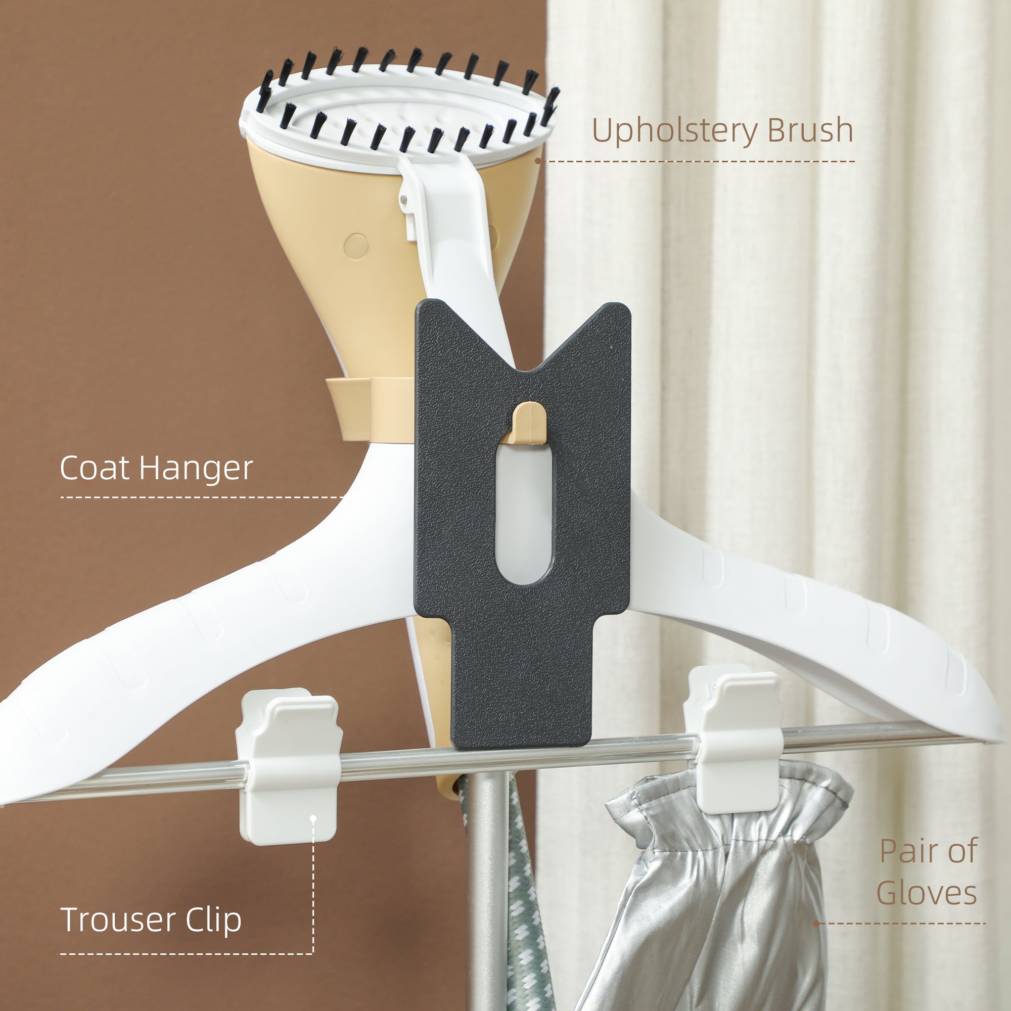 HOMCOM 1800W Standing Clothes Steamer, with Accessories - Grey