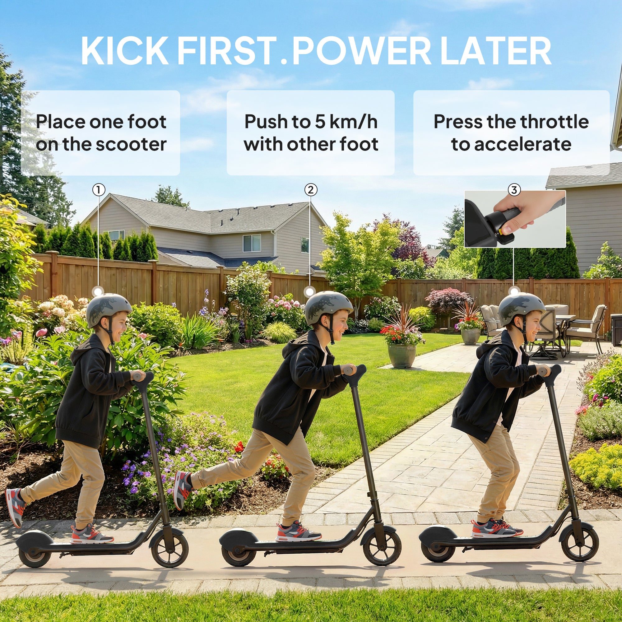 SPORTNOW Electric Scooter for Kids, with LED Display, Green