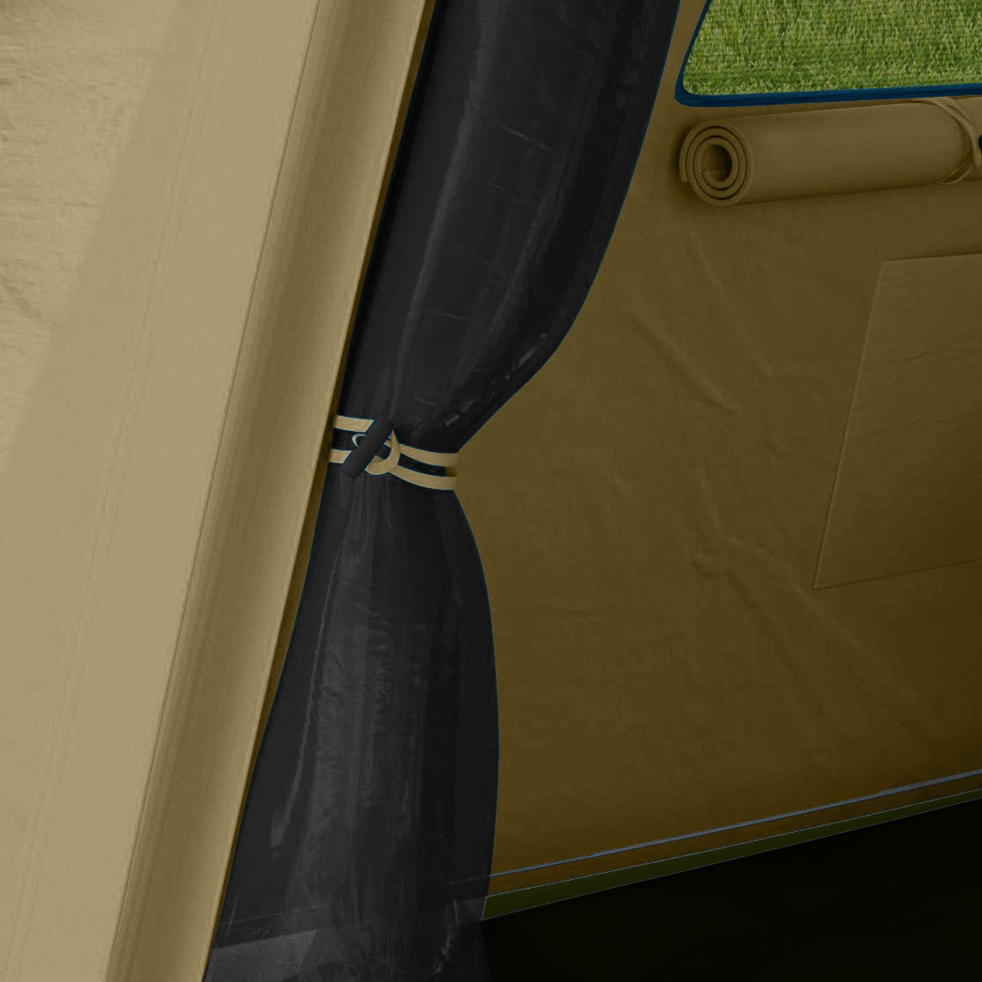 Outsunny Inflatable Camping Tent w/ Hand Pump, Easy Setup 1/2 Person Blow Up Tent Waterproof 190T Taffeta w/ Mesh Windows, Doors and Carry Bag, Brown