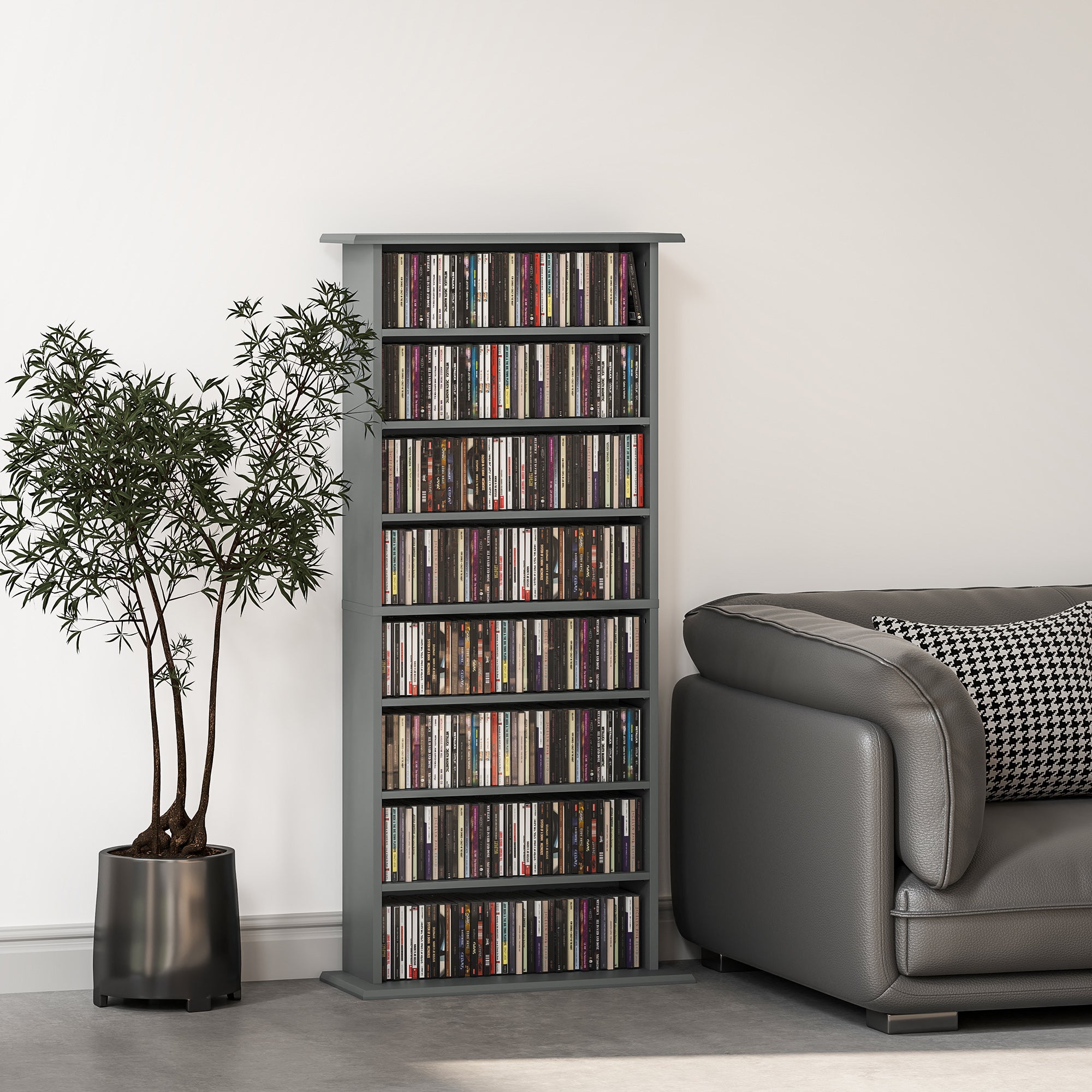 HOMCOM 360 CD/185 DVD/185 Blu-ray Storage Unit - Grey