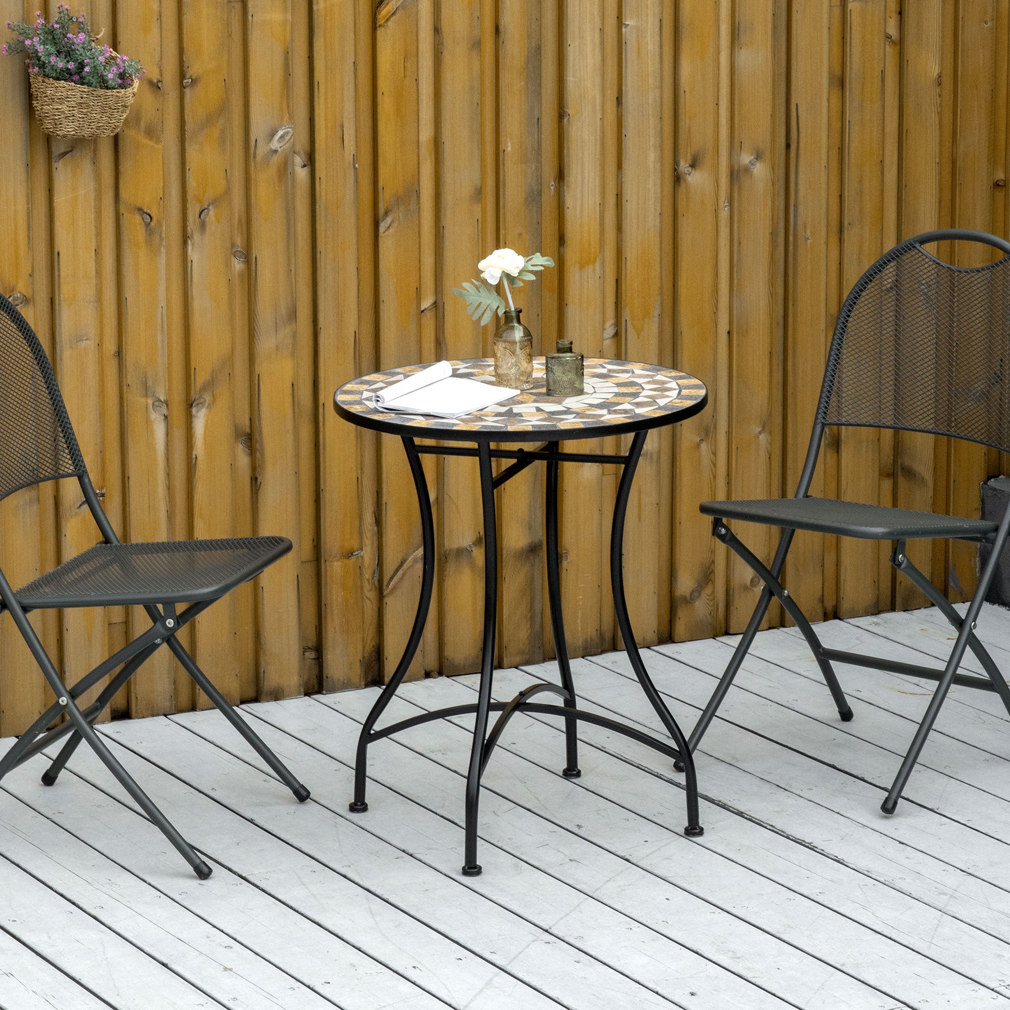 Outsunny \'ce\'a660cm Mosaic Outdoor Patio Table - Grey