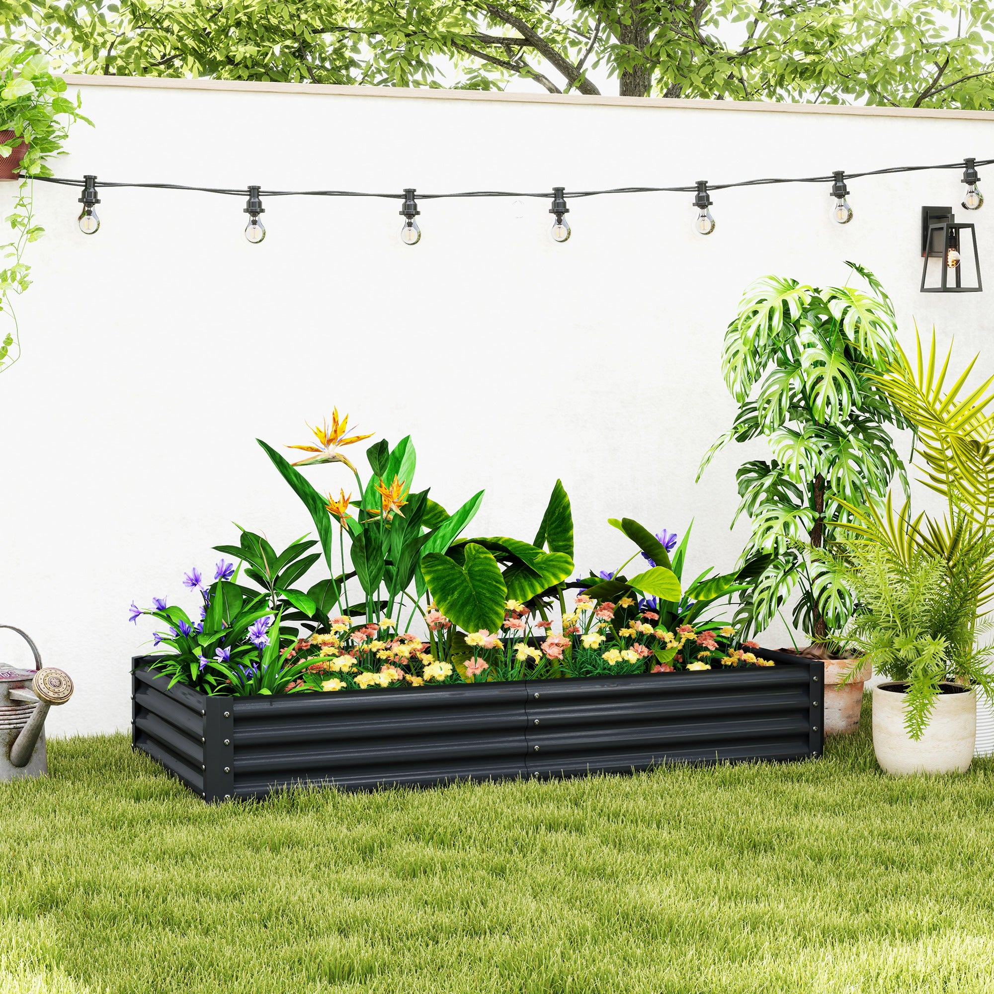 Outsunny 180 x 90cm Galvanised Steel Open Planter - 84H-211V00CG