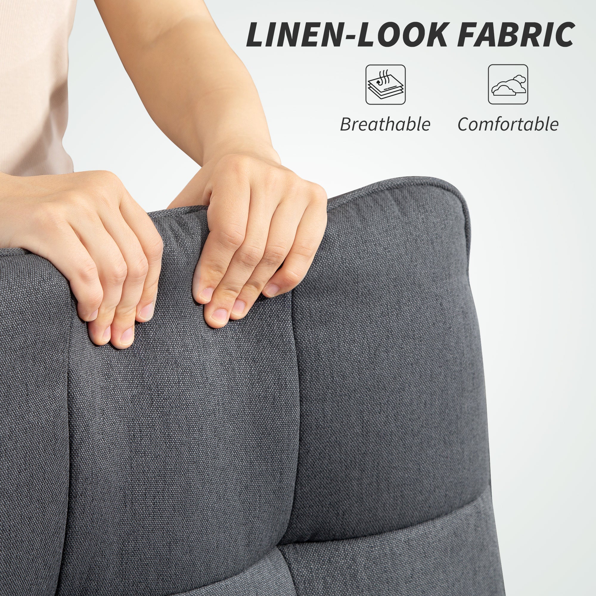 HOMCOM Double Padded Linen-Look Office Chair - Charcoal Grey