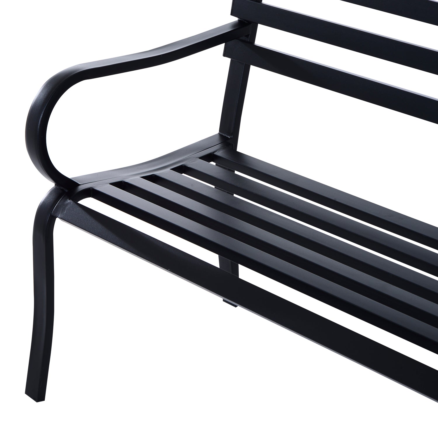 Outsunny Stylish 2 Seater Metal Garden Porch Chair Bench Stable Patio Outdoor Park Metal Bench - Black