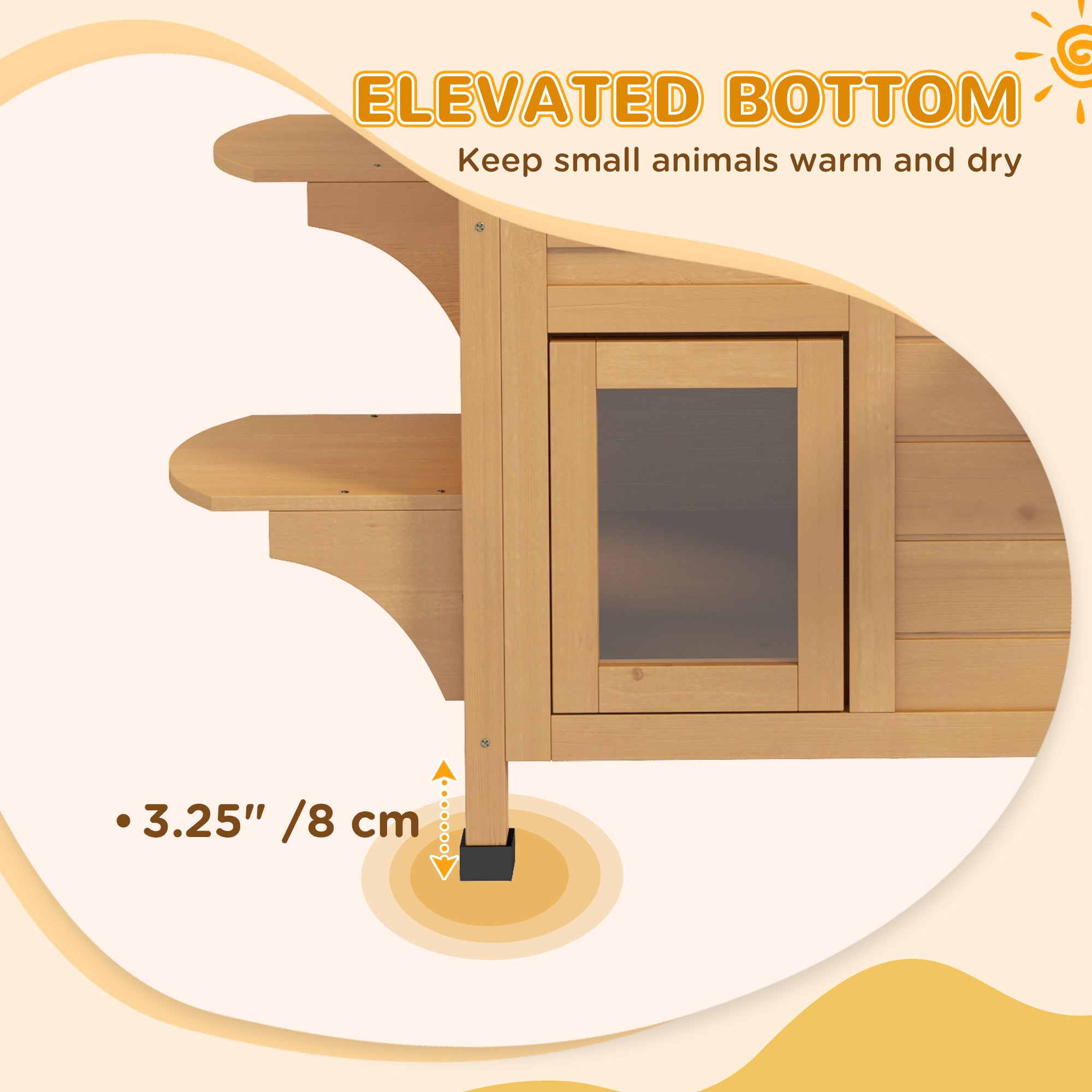 PawHut\'c2\'a02-story Cat House Outdoor, Weatherproof\'c2\'a0Wooden Cat Enclosure for Feral Cats with Escape Door, Openable Roof, Jumping Platforms, Natural Wood Finish