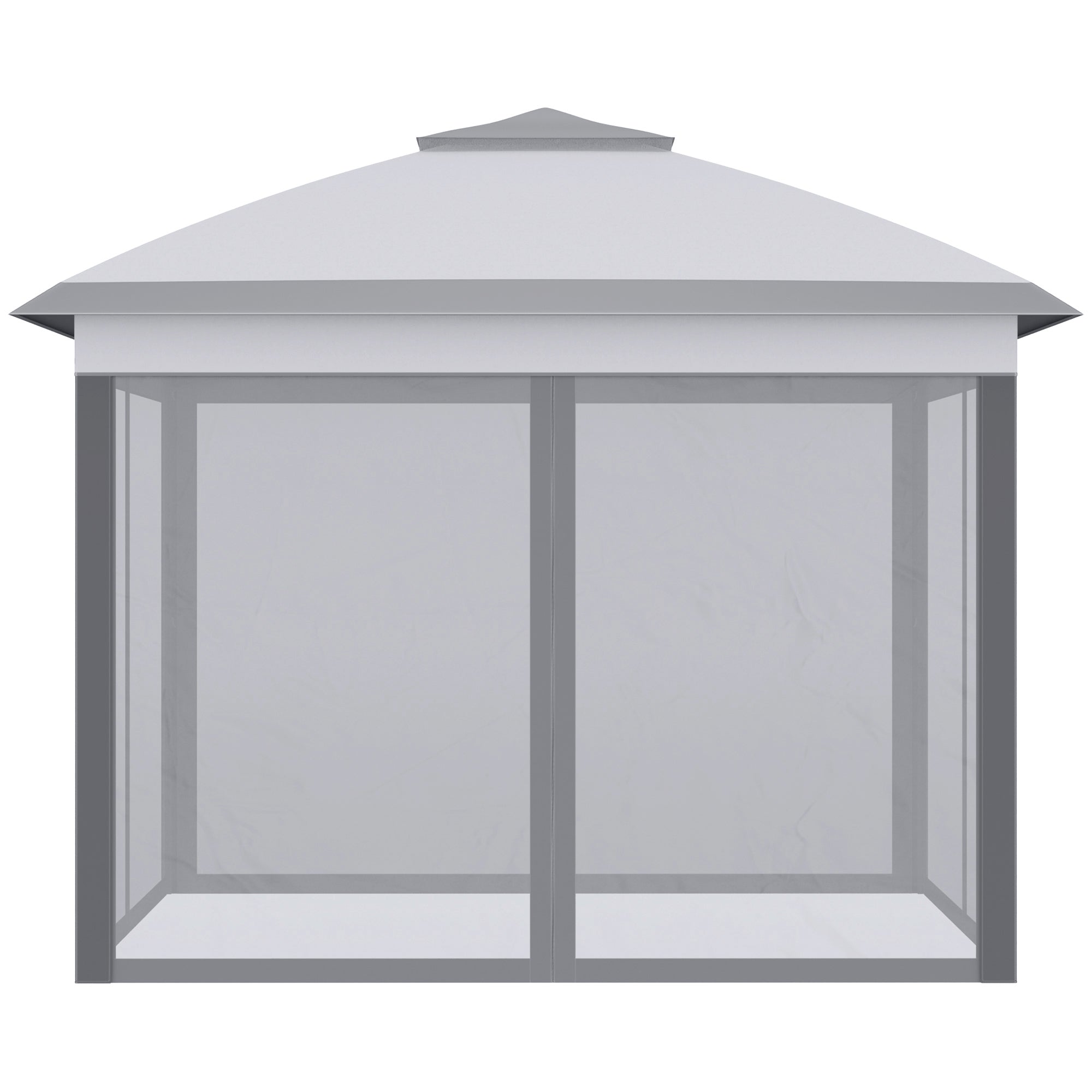 Outsunny 3.3 x 3.3m Pop Up Gazebo, Double Roof Foldable Canopy Tent with Zipped Mesh Sidewalls, Height Adjustable and Carrying Bag, Event Tent for Patio Garden, Grey