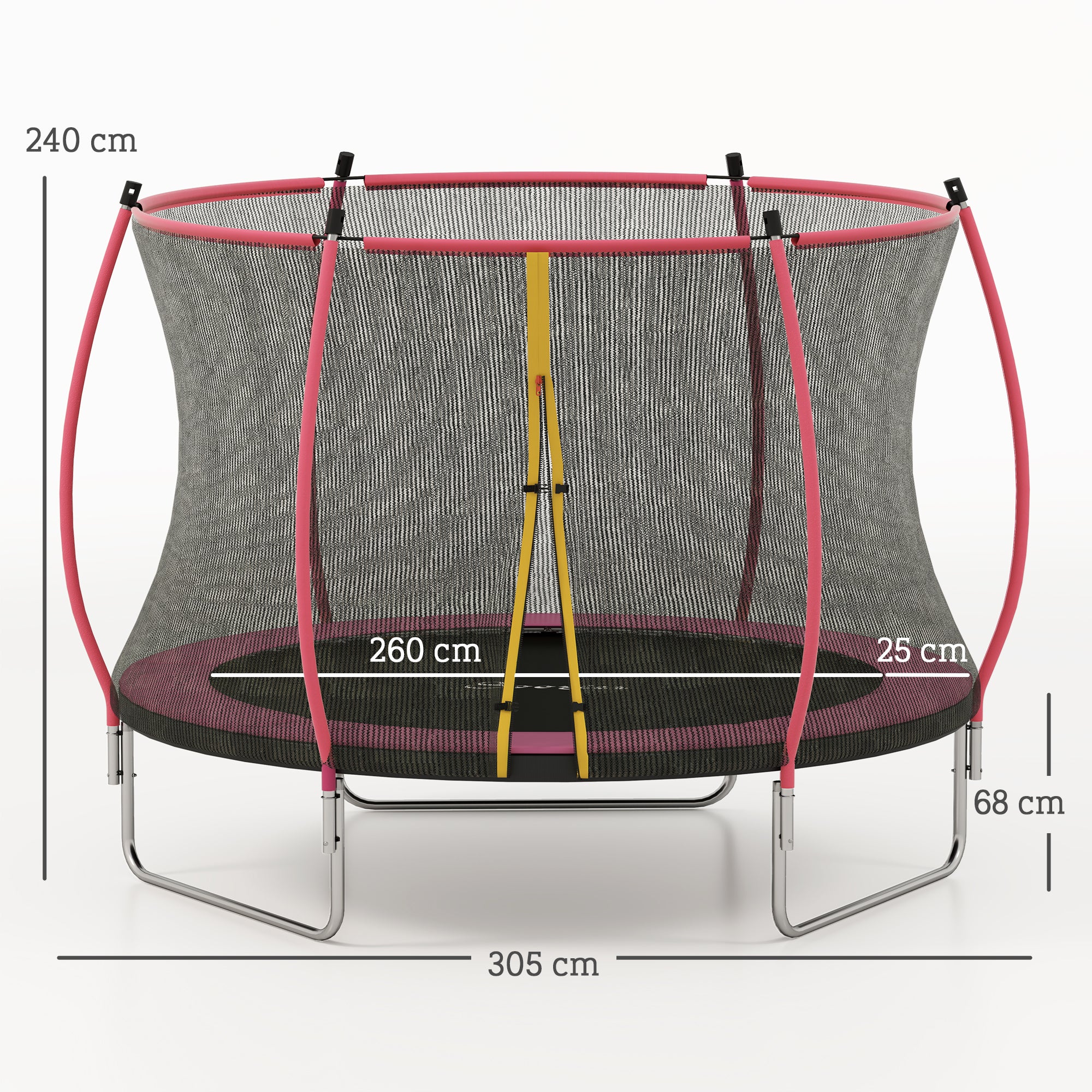 SPORTNOW 10ft Outdoor Trampoline with Enclosure Net, Spring Cover, Pink