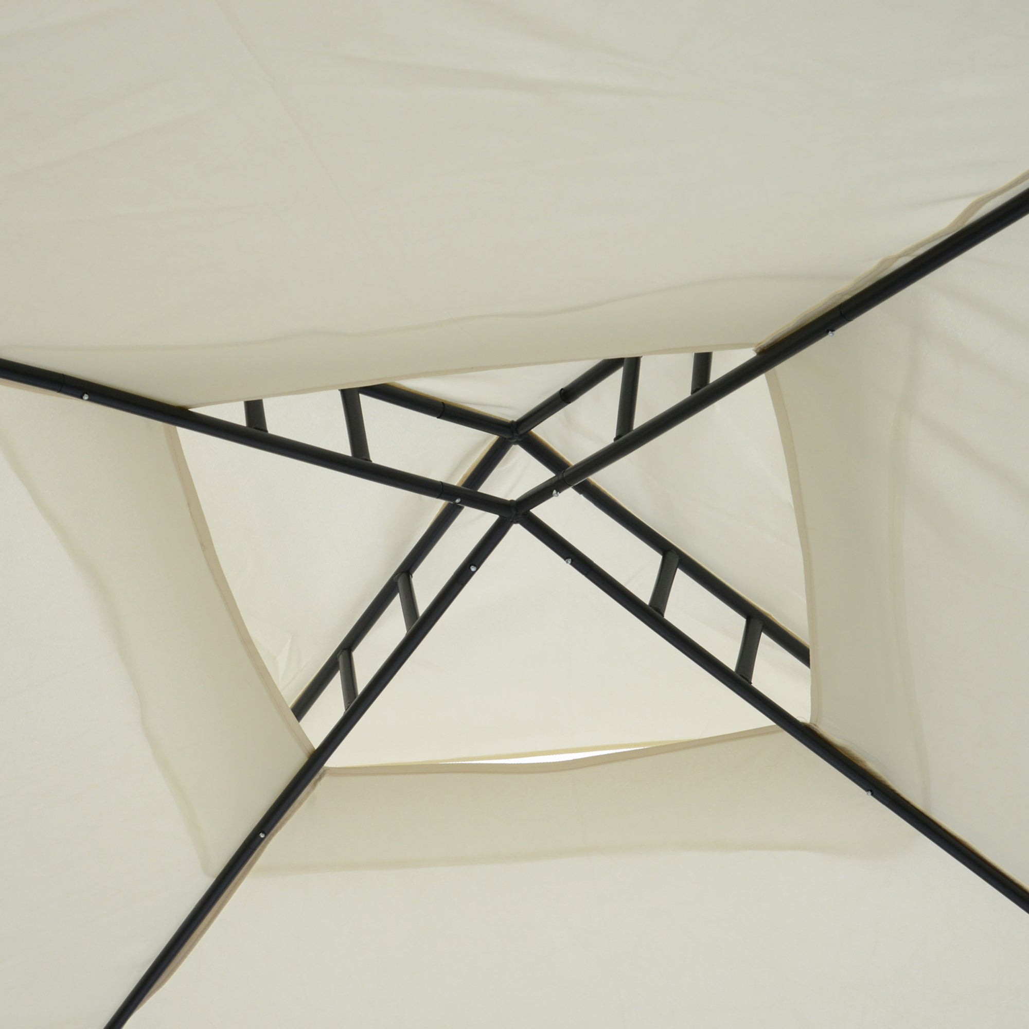 Outsunny 3 x 3 m Metal Gazebo, Garden Pavillion, Double Roof Outdoor Canopy Shelter with Mesh Sidewalls, Cream White