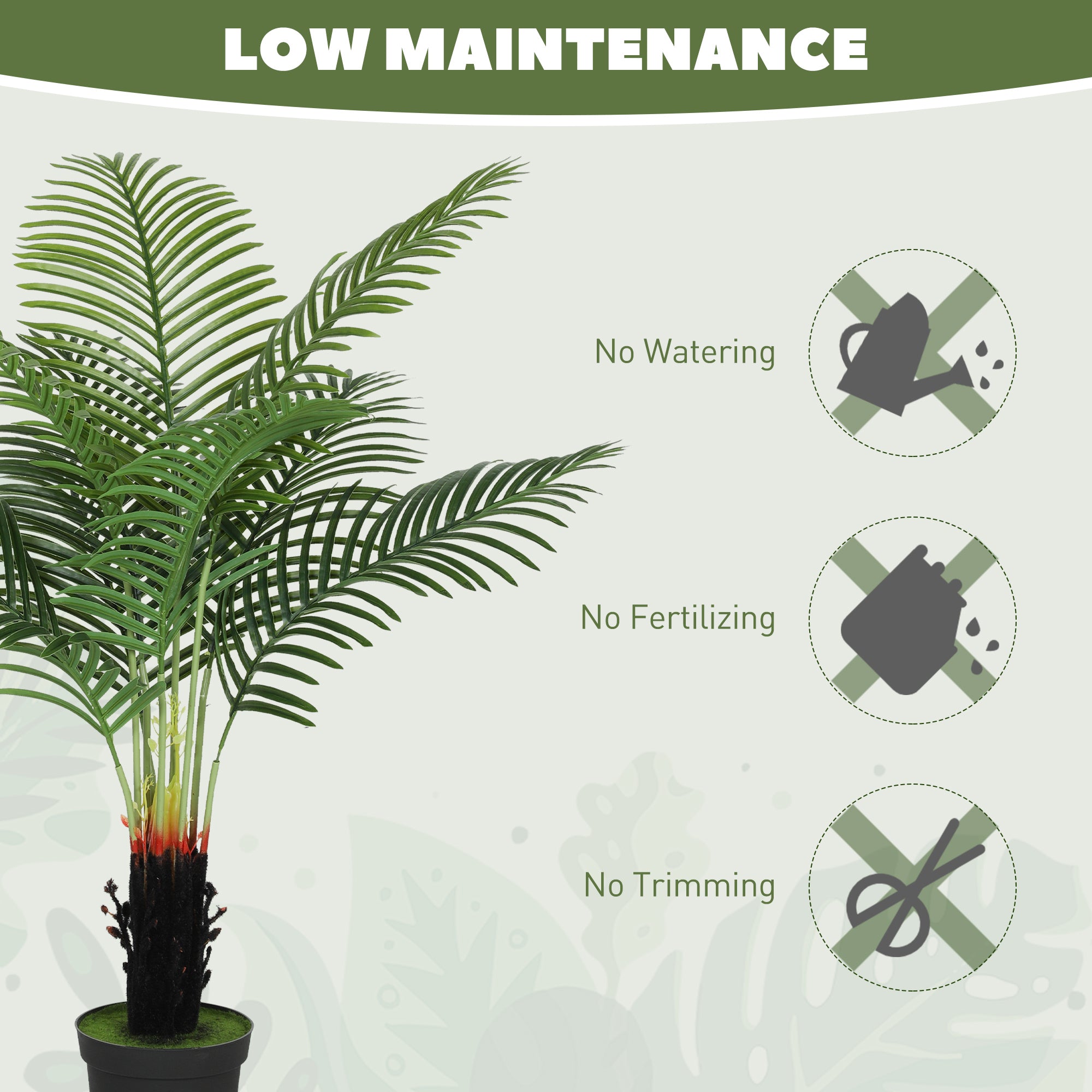 HOMCOM 120cm Artificial Areca Palm Tree with 9 PE Leaves, Decorative Artificial Plant with Plastic Pot and Flocked Soil, Fake Plant for Home Office Decor, Green