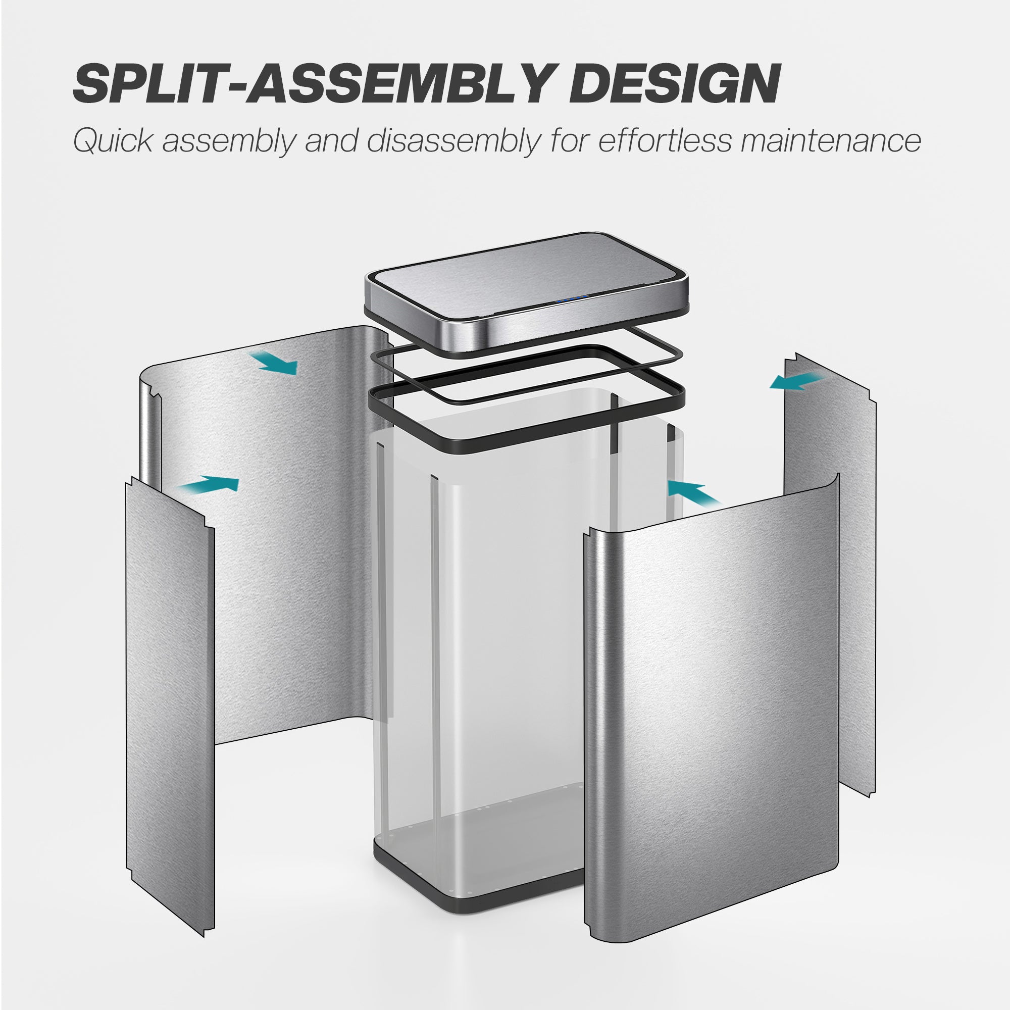 HOMCOM 60 L Sensor Can, Sensor Bin with Soft-Close Lid, Fingerprint-Proof Stainless Steel, Silver Tone