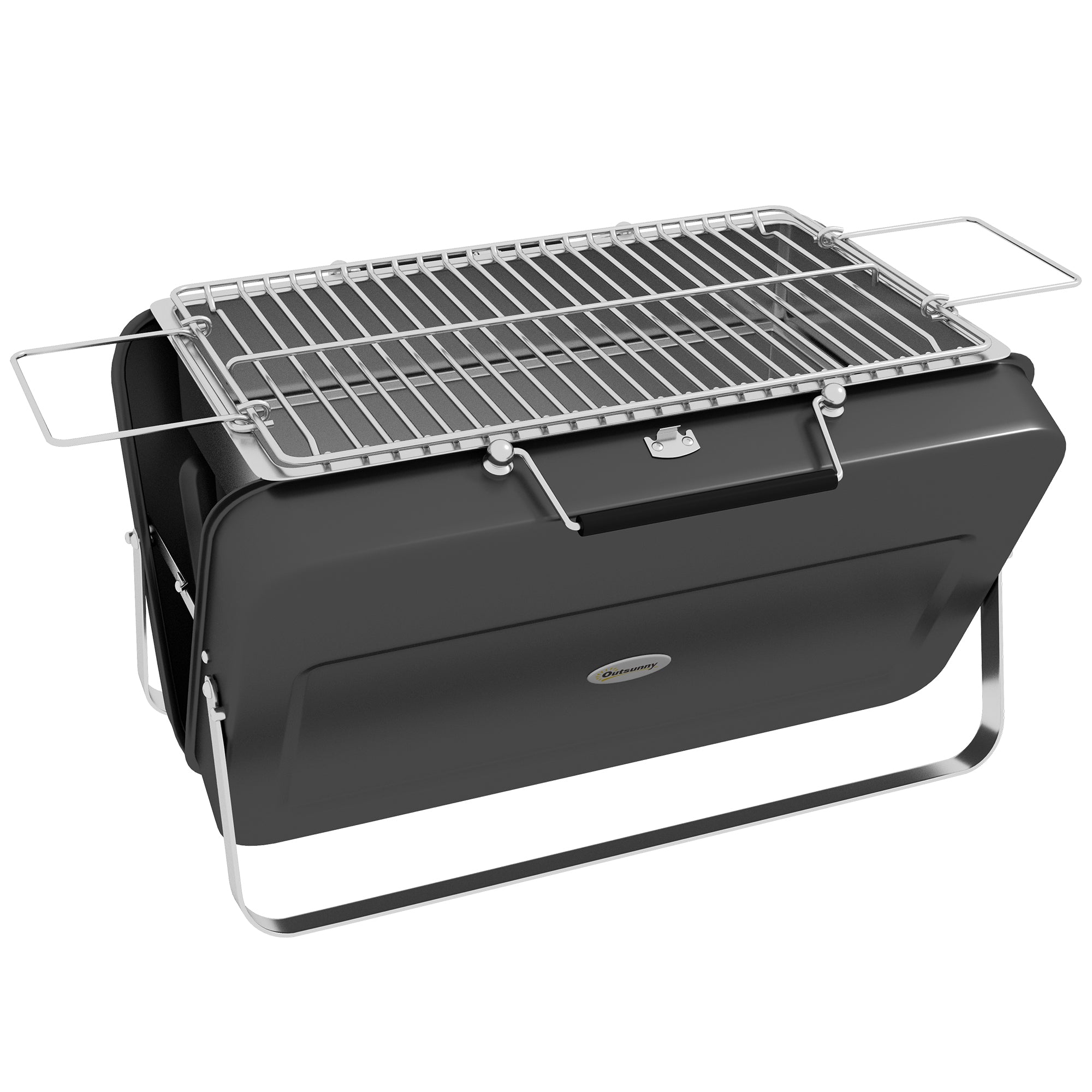 Outsunny Metal Suitable-Style Portable BBQ Grill - Black