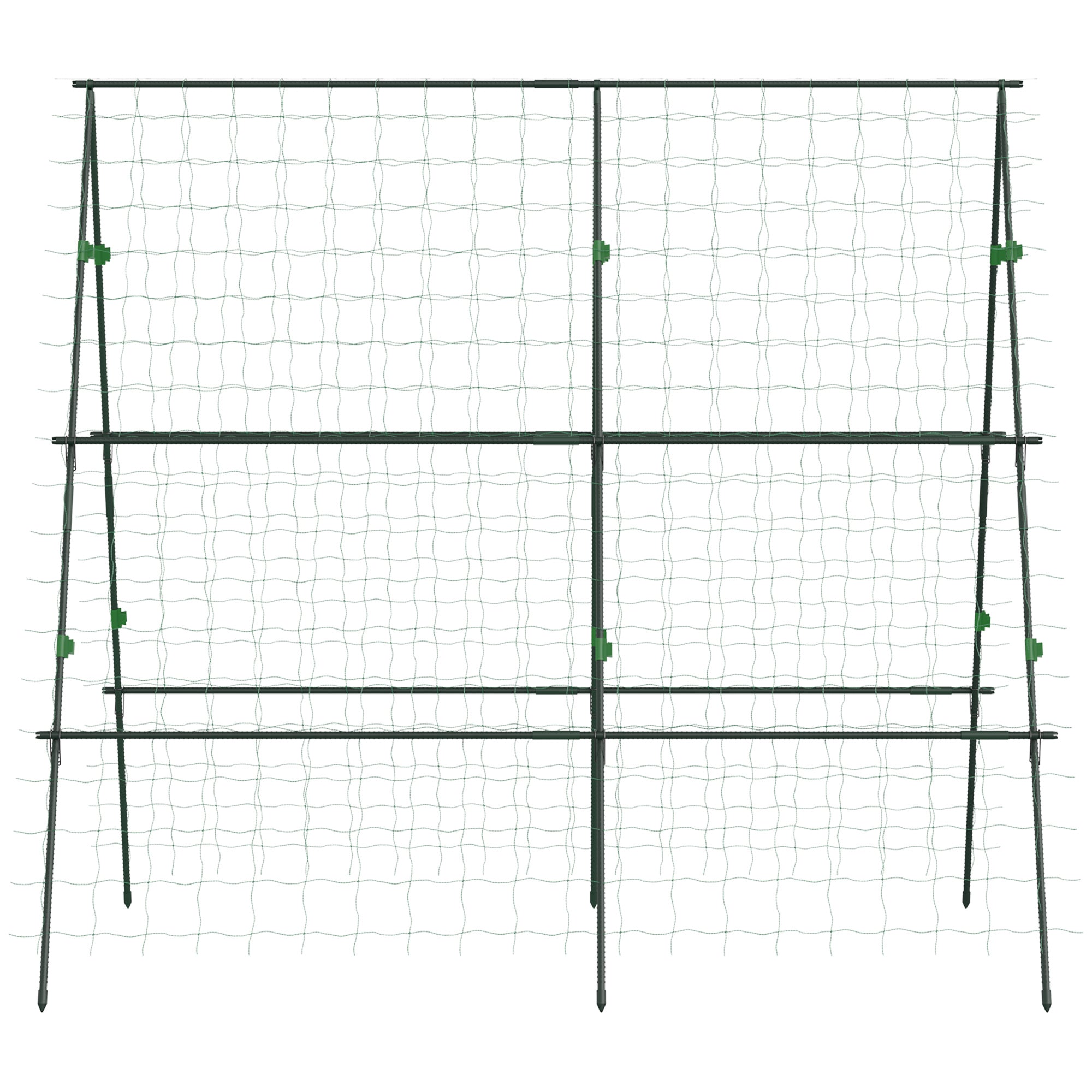Outsunny Garden Cucumber Trellis for Climbing Plants, A-Frame Trellis Plant Support with Climbing Net, DIY Adjustable Cucumber Support Frame for Raised Bed, Vegetables, Flowers, Fruit, Green