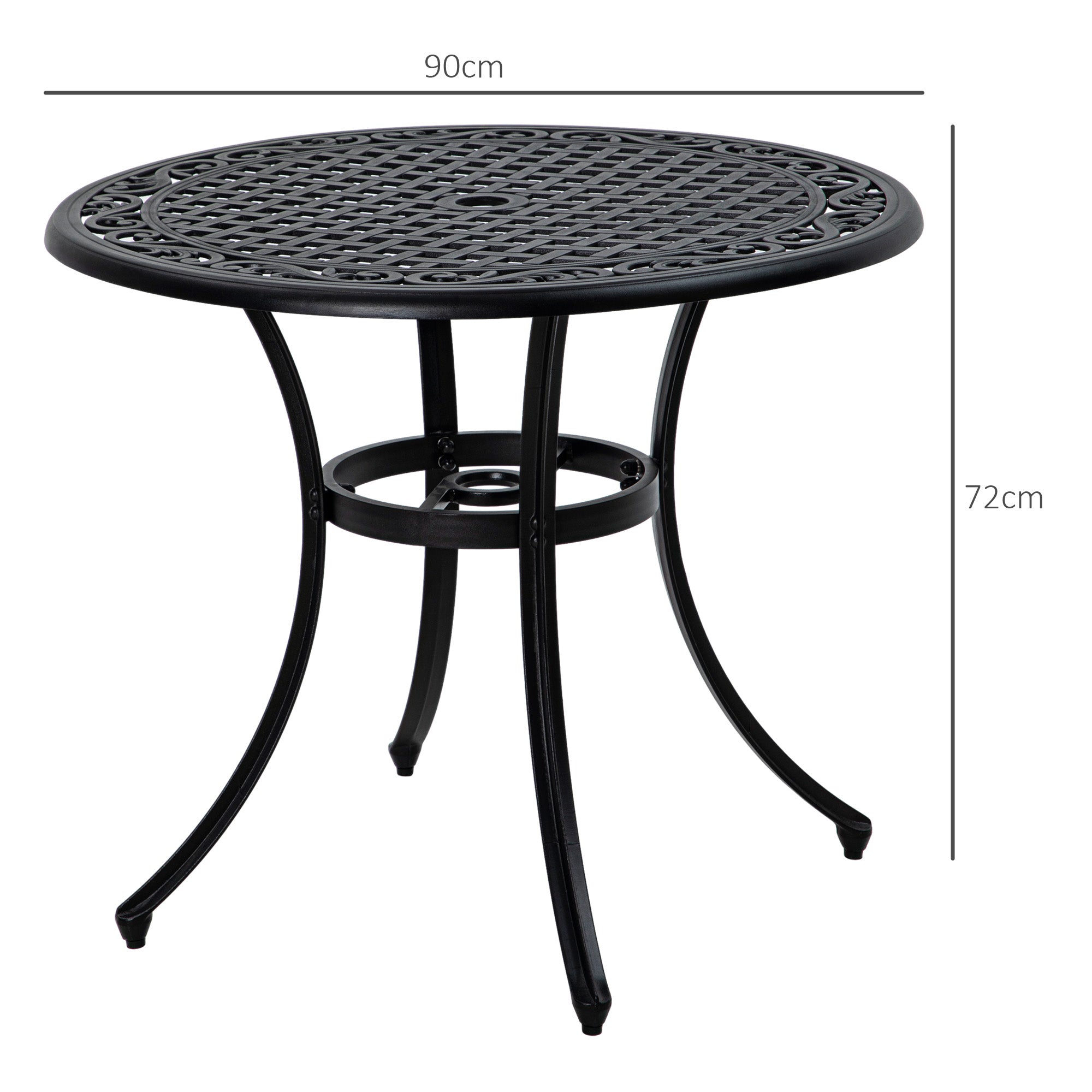 Outsunny \'ce\'a690cm Four-Seated Round Aluminium Garden Table, with Parasol Hole