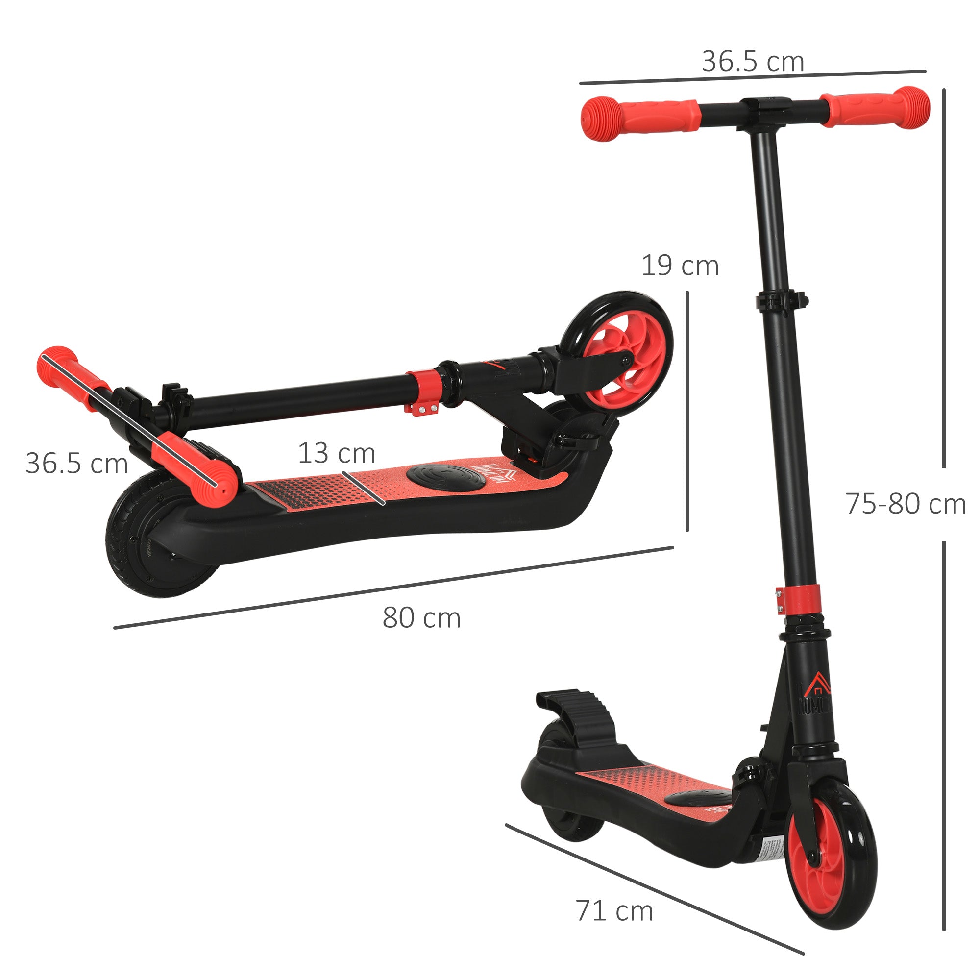 HOMCOM Folding Electric Scooter with Brake, for Ages 6+ Years, 8km/h Maximum Speed, Red