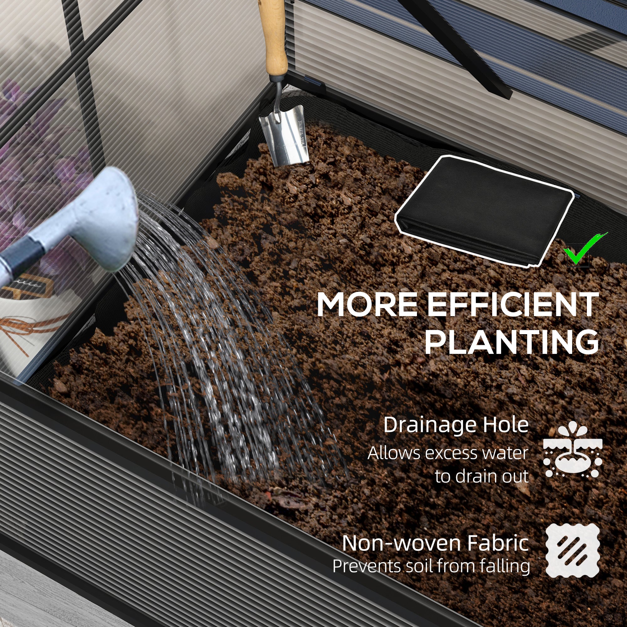 Outsunny 60 x 120cm Raised Garden Bed with Wooden Base - Grey