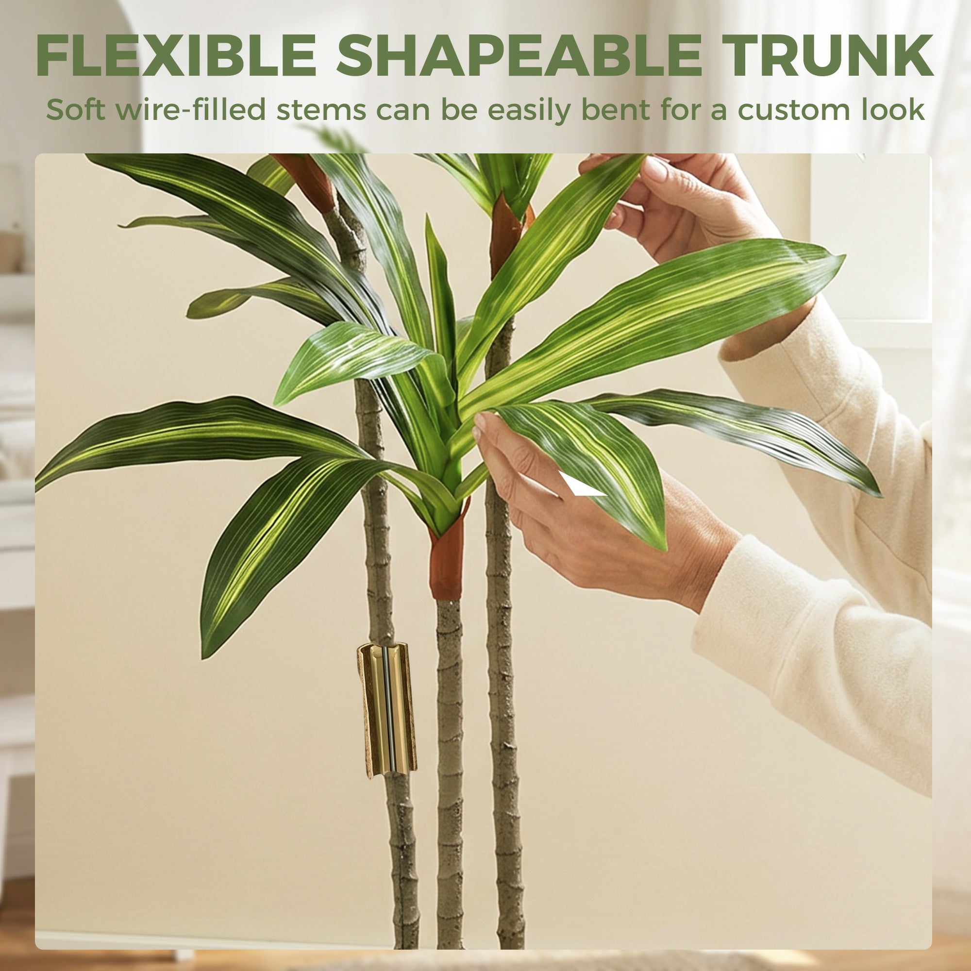 HOMCOM 120cm Lifelike Fake Tree, Artificial Dracaena Tree with Bendable Trunks, Green
