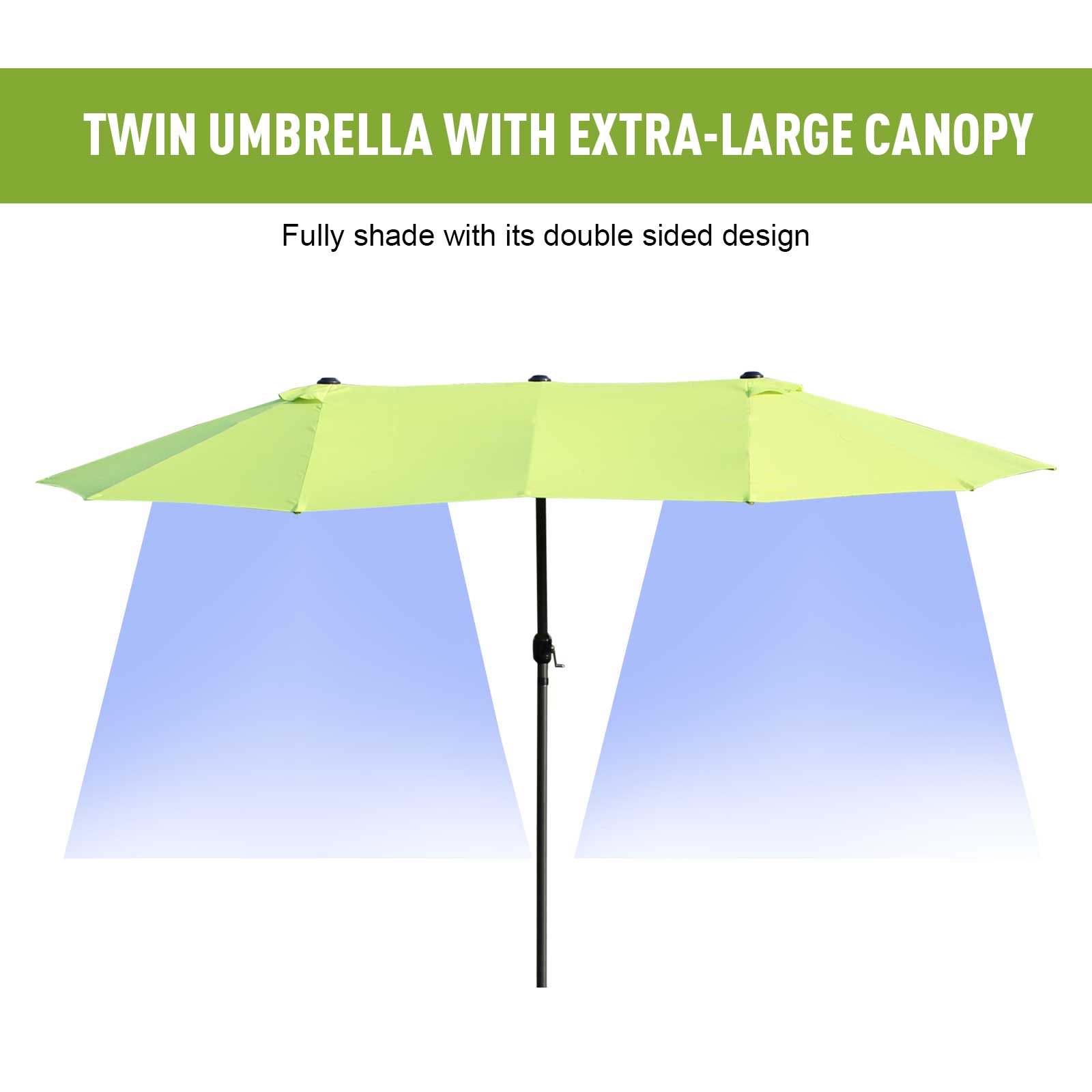 Outsunny Double-side Umbrella Parasol, Φ2.7x4.6Wx2.4H m-Grass Green