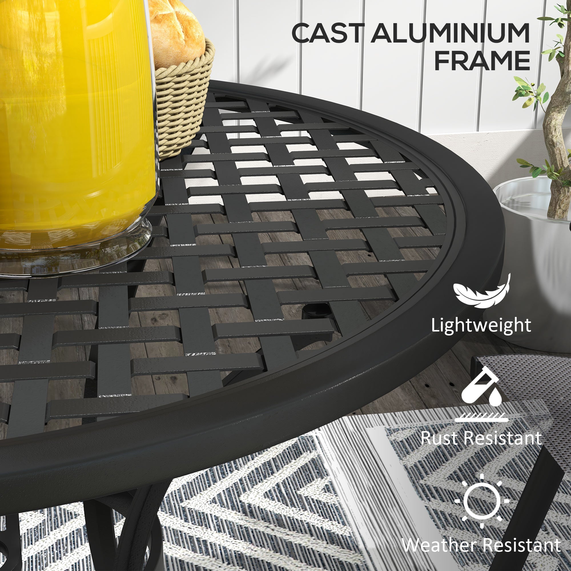 Outsunny Round Aluminium Table, with \'e2\'8c\'8050mm Parasol Hole