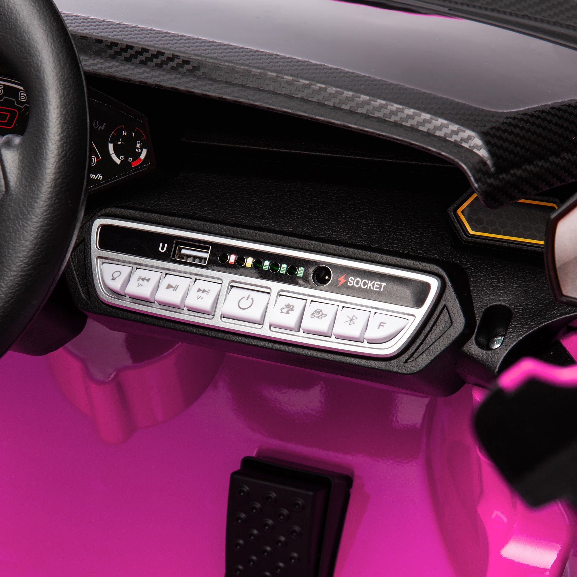 AIYAPLAY 12V Lamborghini Autentica Licensed Kids Electric Car with Remote Control, Four Suspension Wheels, Soft Start, Pink