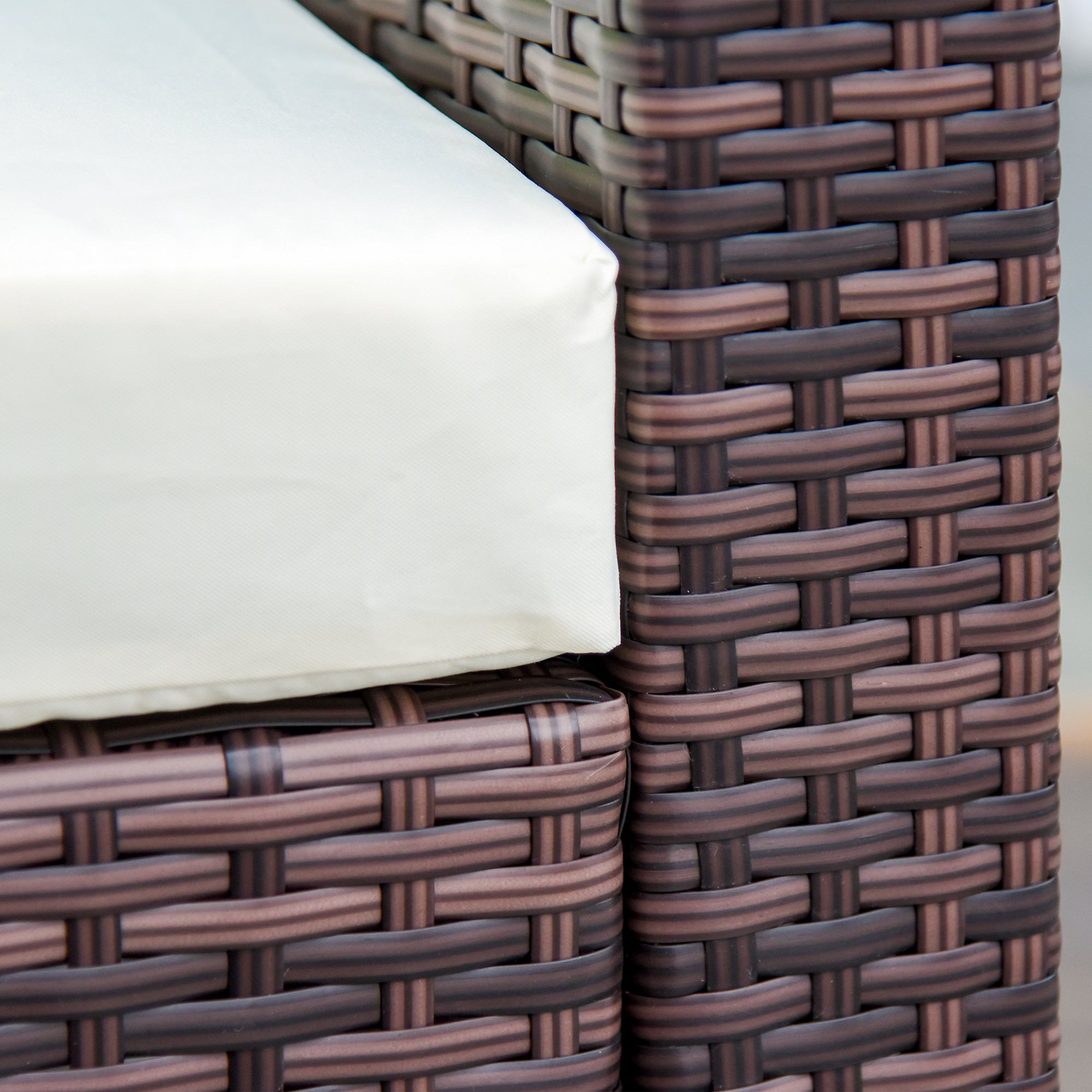 Outsunny 6 Pieces Rattan Garden Furniture Set, 5 Seater Sectional Garden Corner Sofa Set with Glass Top Coffee Table, Cushions and Pillows, All-Weather Wicker Conversation Furniture, Cream White