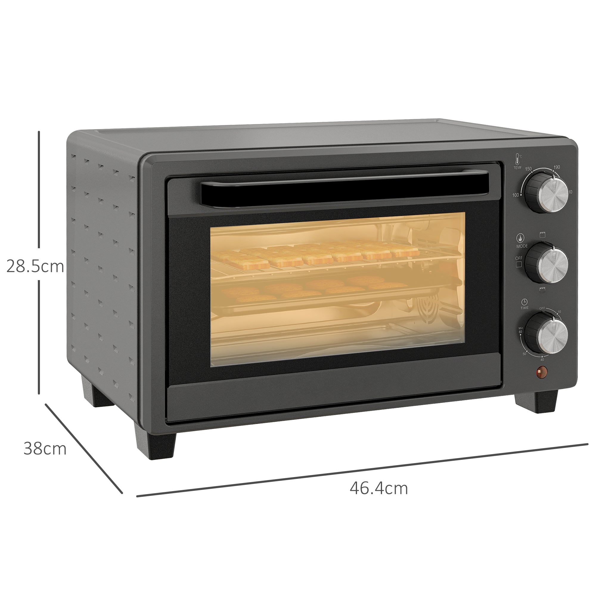 HOMCOM 21L Mini Countertop Oven, 100\'c2\'b0C-230\'c2\'b0C Adjustable Temp - Grey